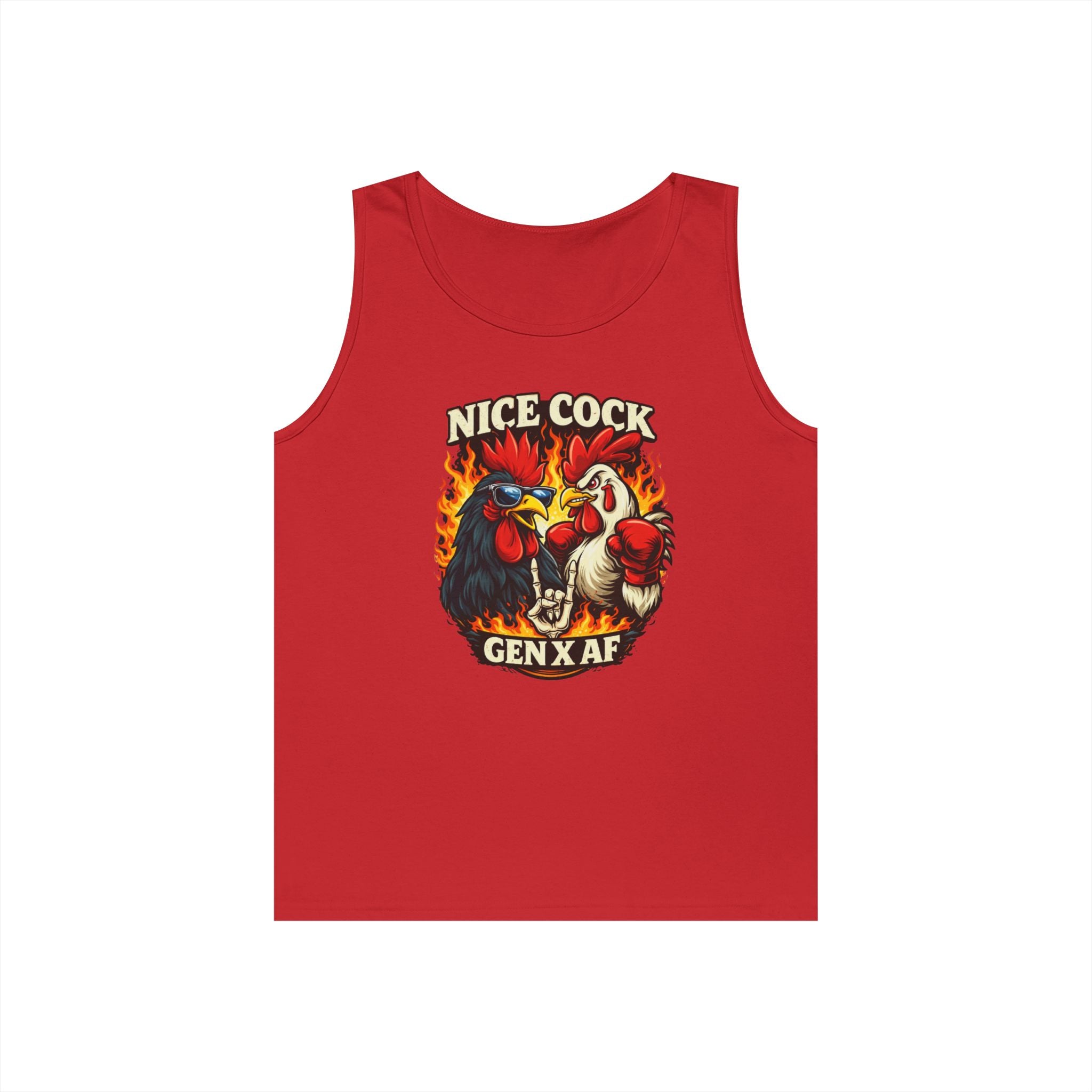 Rooster Graphic Tank – "Nice Cock Gen X AF" Vintage Farmhouse Tee