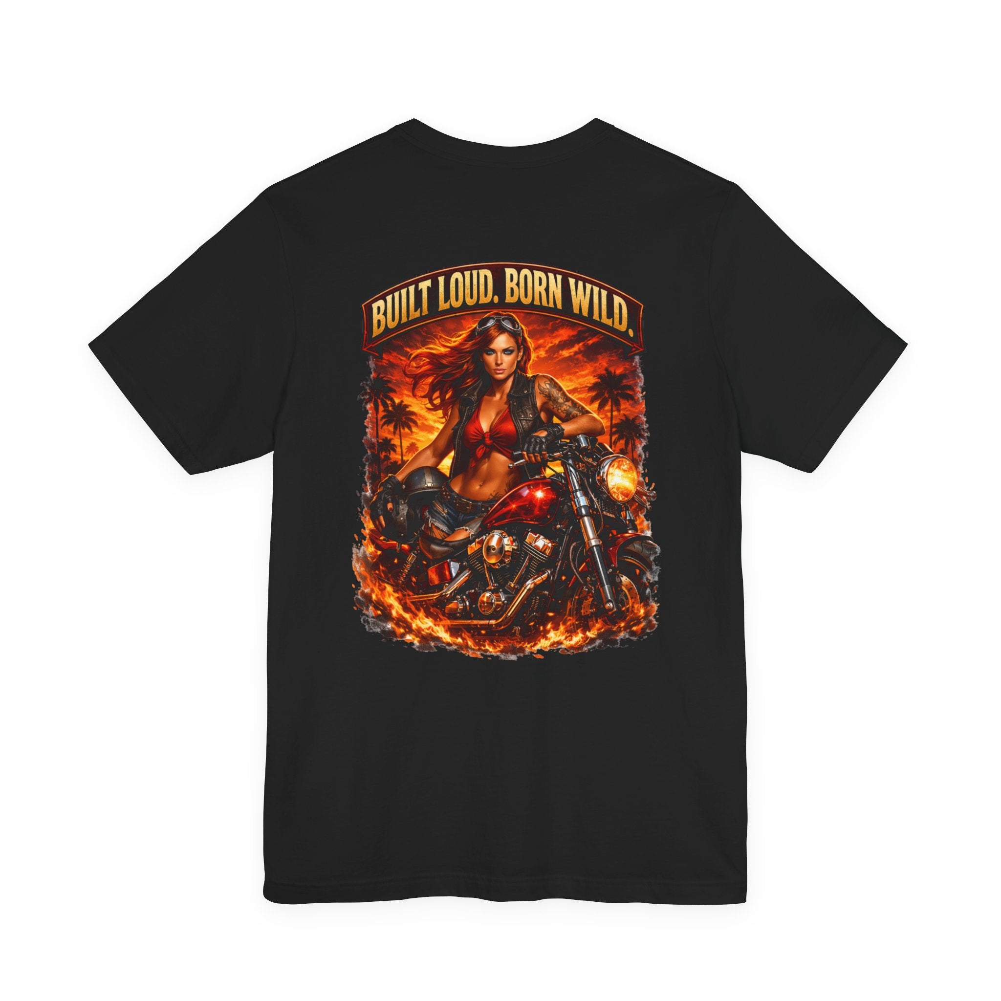 Biker Tee — "Built Loud. Born Wild." Motorcycle Girl Graphic T-Shirt
