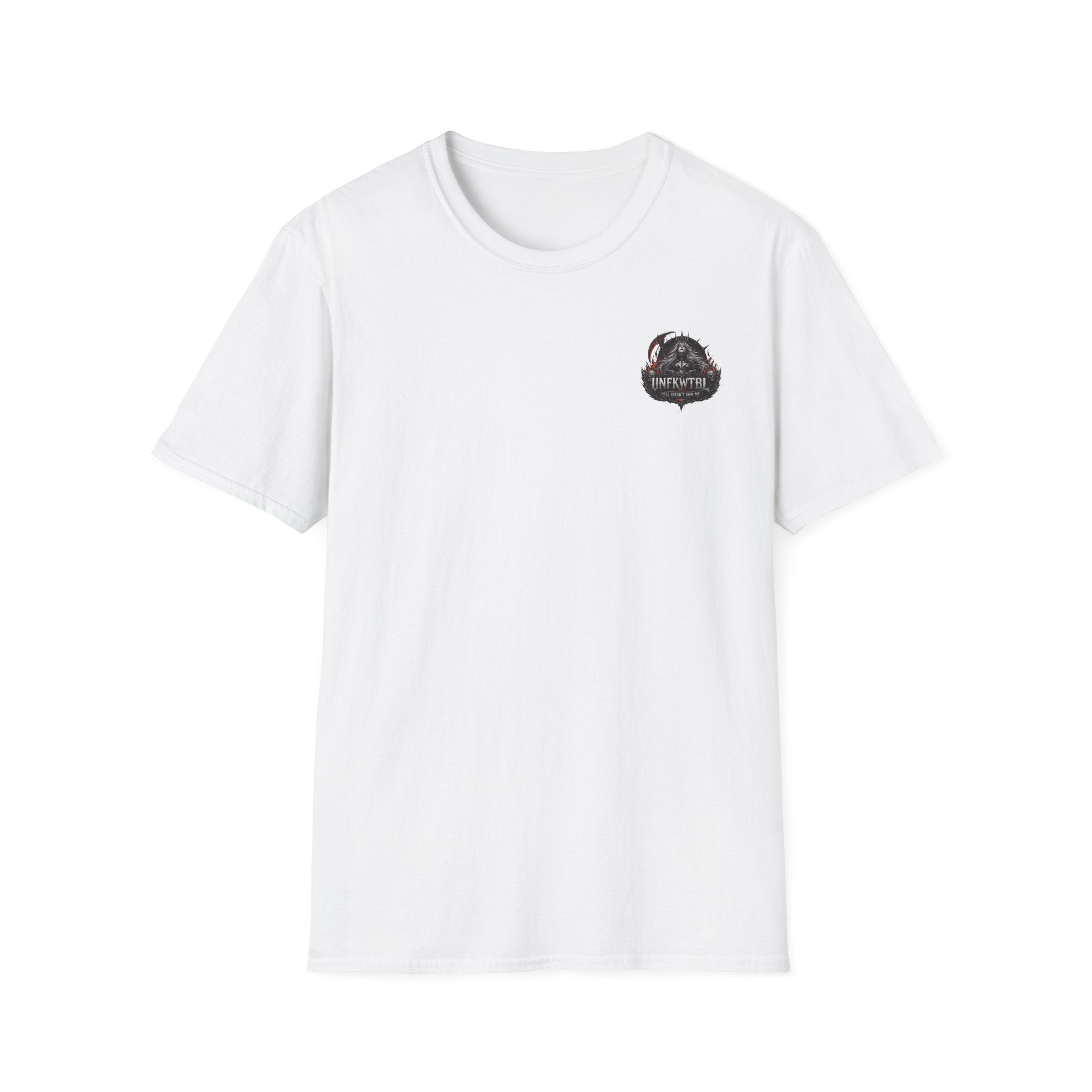 Reaper Graphic T-Shirt — "Hell Doesn't Own Me" Gothic Skull Tee