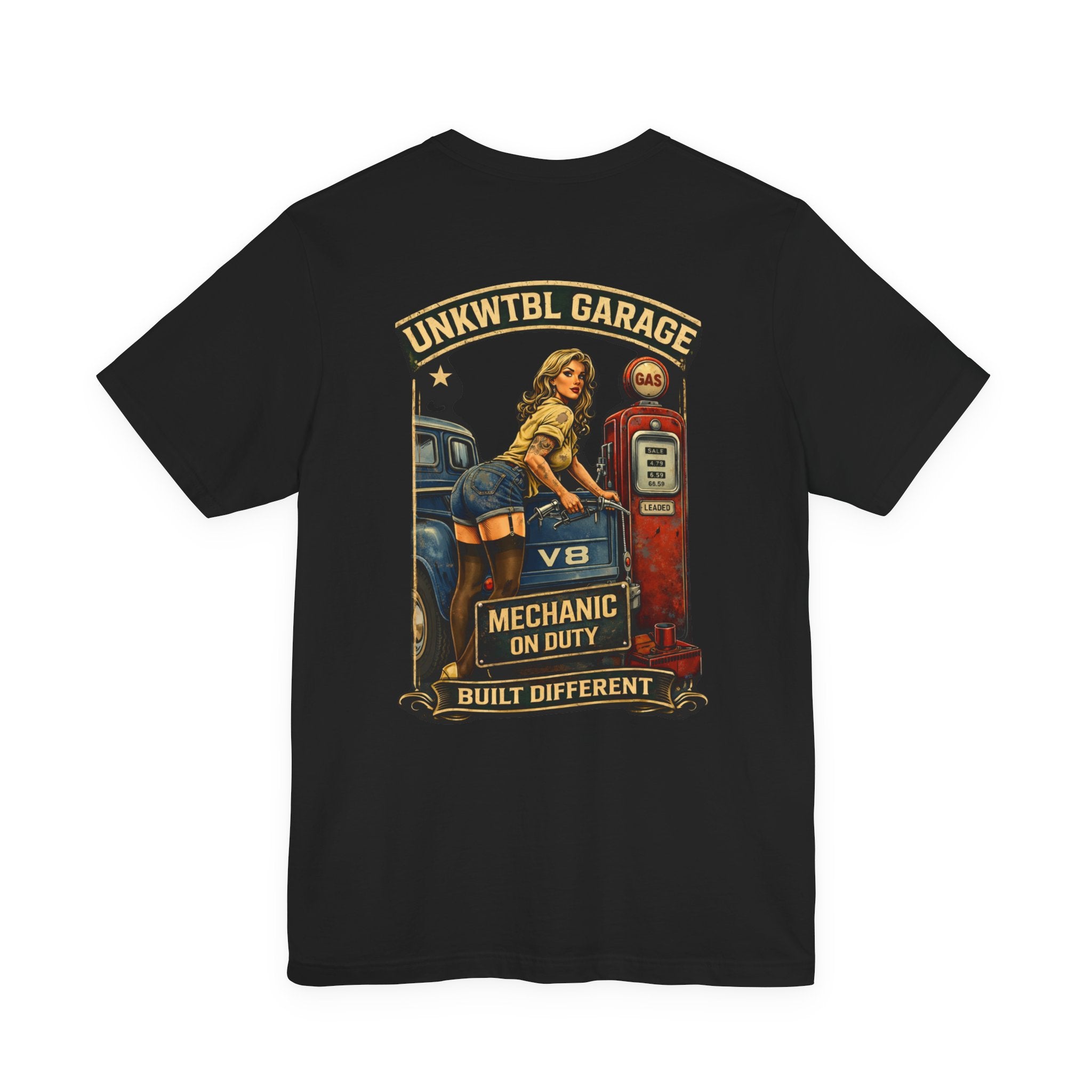 Mechanic On Duty Tee — Vintage Pinup Garage Shirt