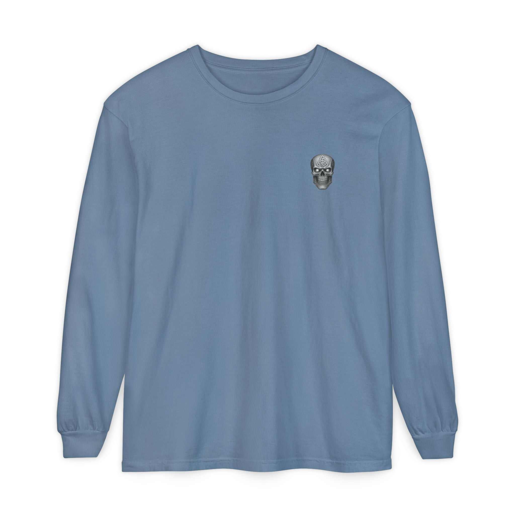 The World Bends I Don’t unisex long sleeve t-shirt in garment-dyed soft cotton with ribbed cuffs and durable hems