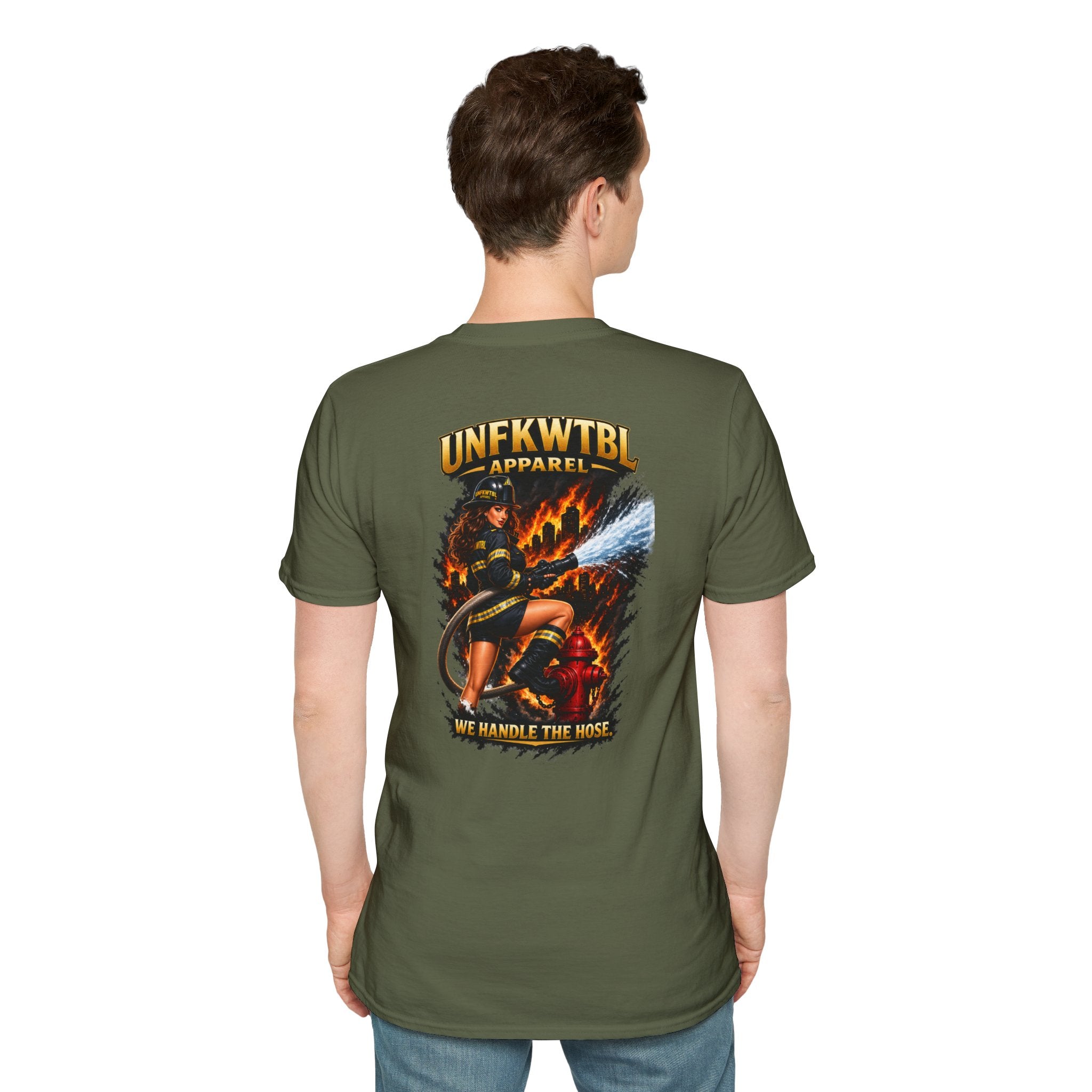 Firefighter T-Shirt — "UNFKWTBL Apparel: We Handle The Hose" Graphic Tee