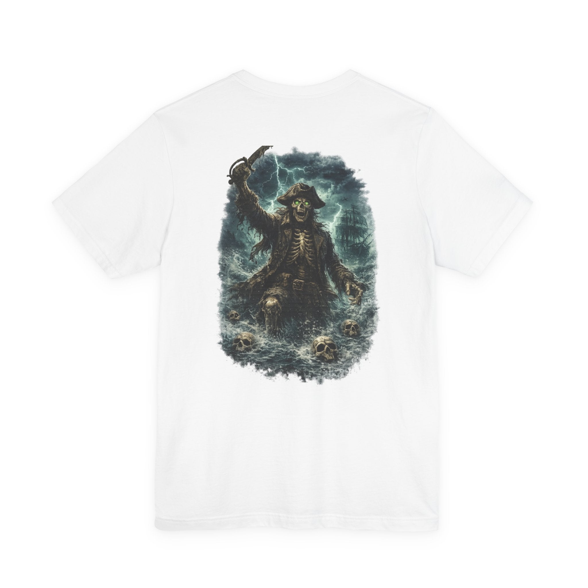 Pirate Skeleton Storm Tee — Nautical Skull Captain Graphic T-Shirt