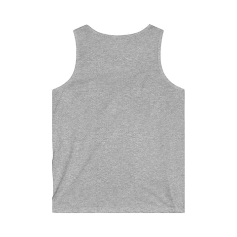 Back view of a grey Patriotic Heroes Tank Top for men, casual summer wear, lightweight and comfortable fabric.