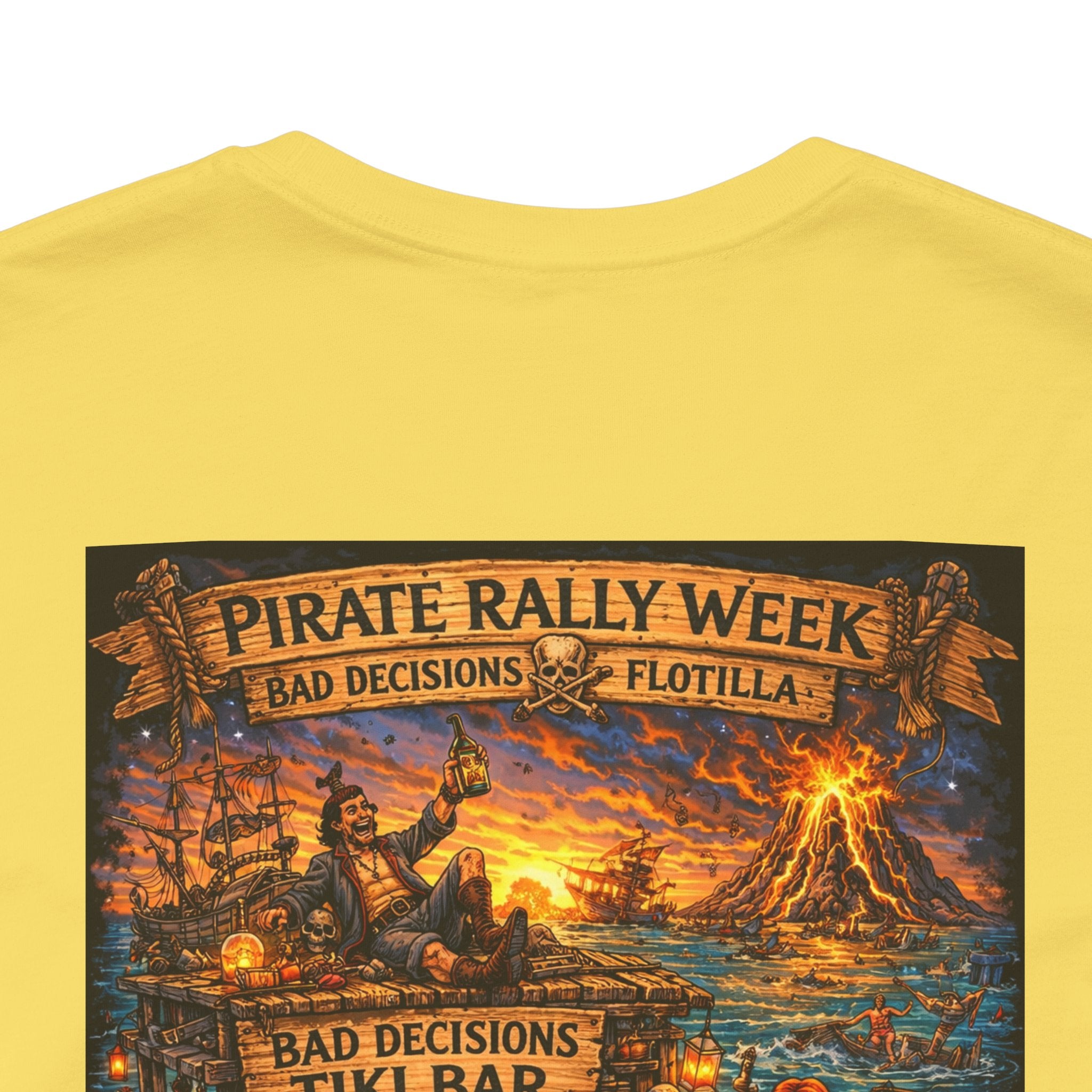 Pirate Rally Vintage Poster Tee — Tiki Bar Adventure Graphic Shirt
