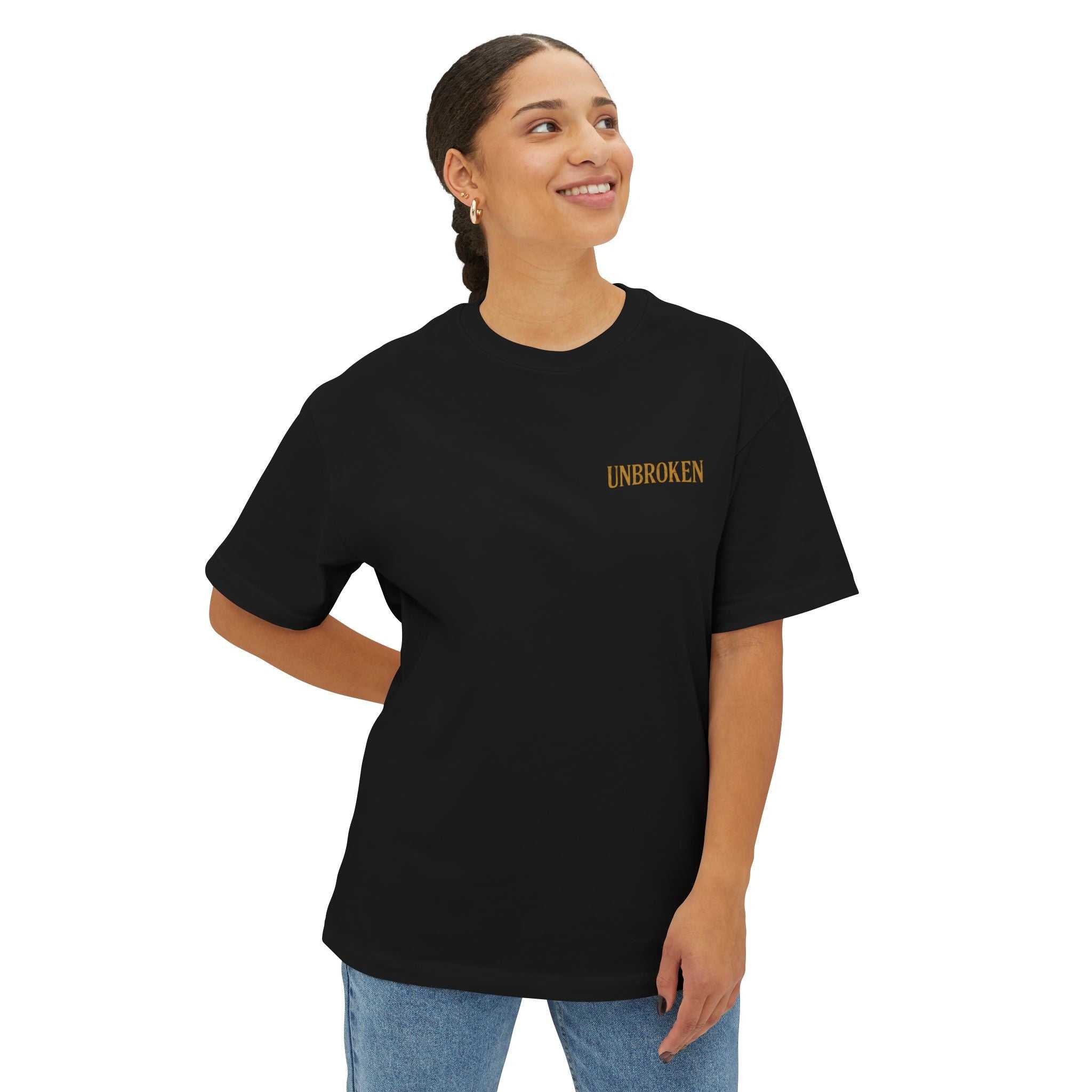 Unisex oversized boxy tee with relaxed fit and Medusa inspirational design