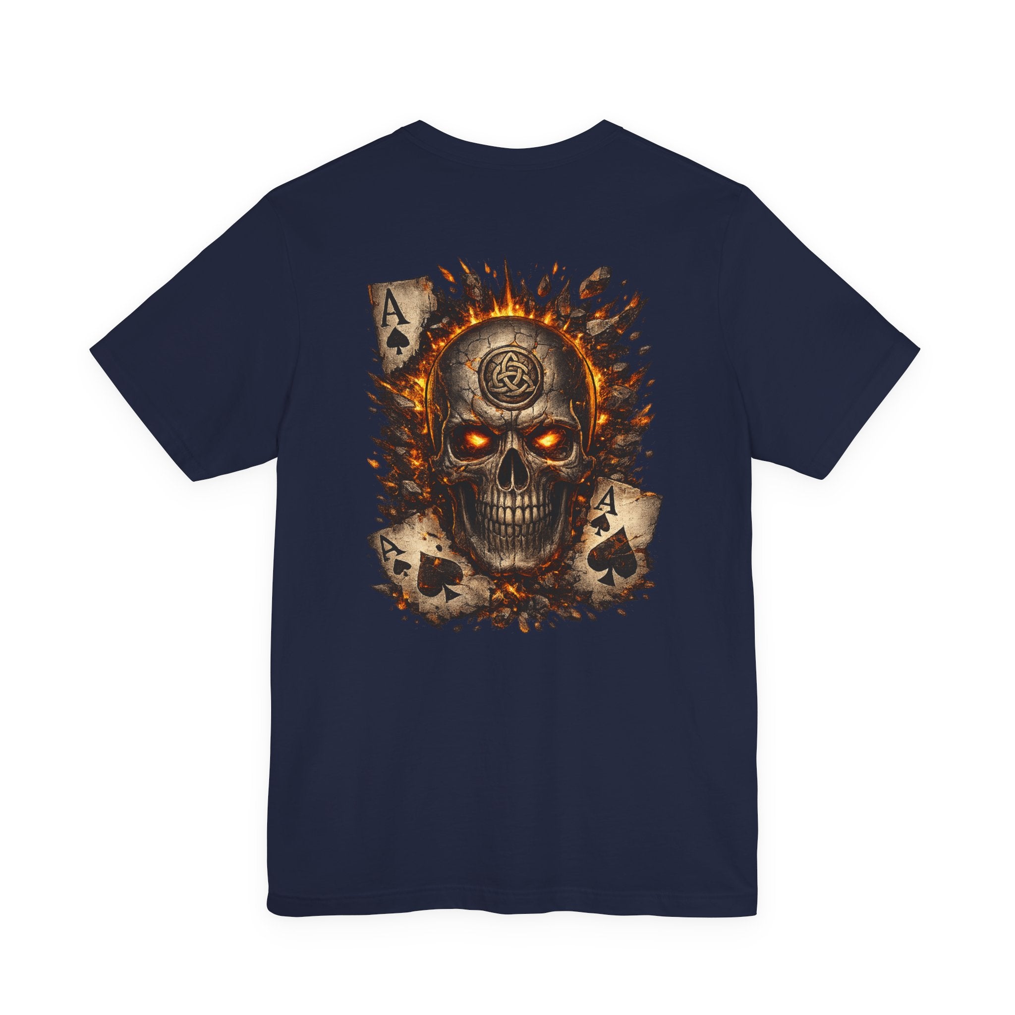 Skull & Flaming Cards Graphic Tee — Poker Skull Short Sleeve T-Shirt