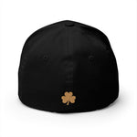 Unfkwtbl Embroidered Cap with gold shamrock and metallic embroidery, structured six-panel mid-profile hat for St. Patrick’s Day