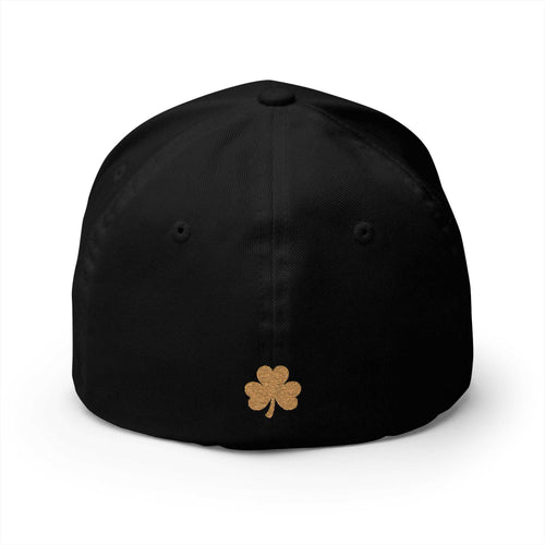 Unfkwtbl Embroidered Cap with gold shamrock and metallic embroidery, structured six-panel mid-profile hat for St. Patrick’s Day