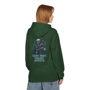 Festive Unisex Fleece Hoodie - "Silent Night, Violent Appetite"