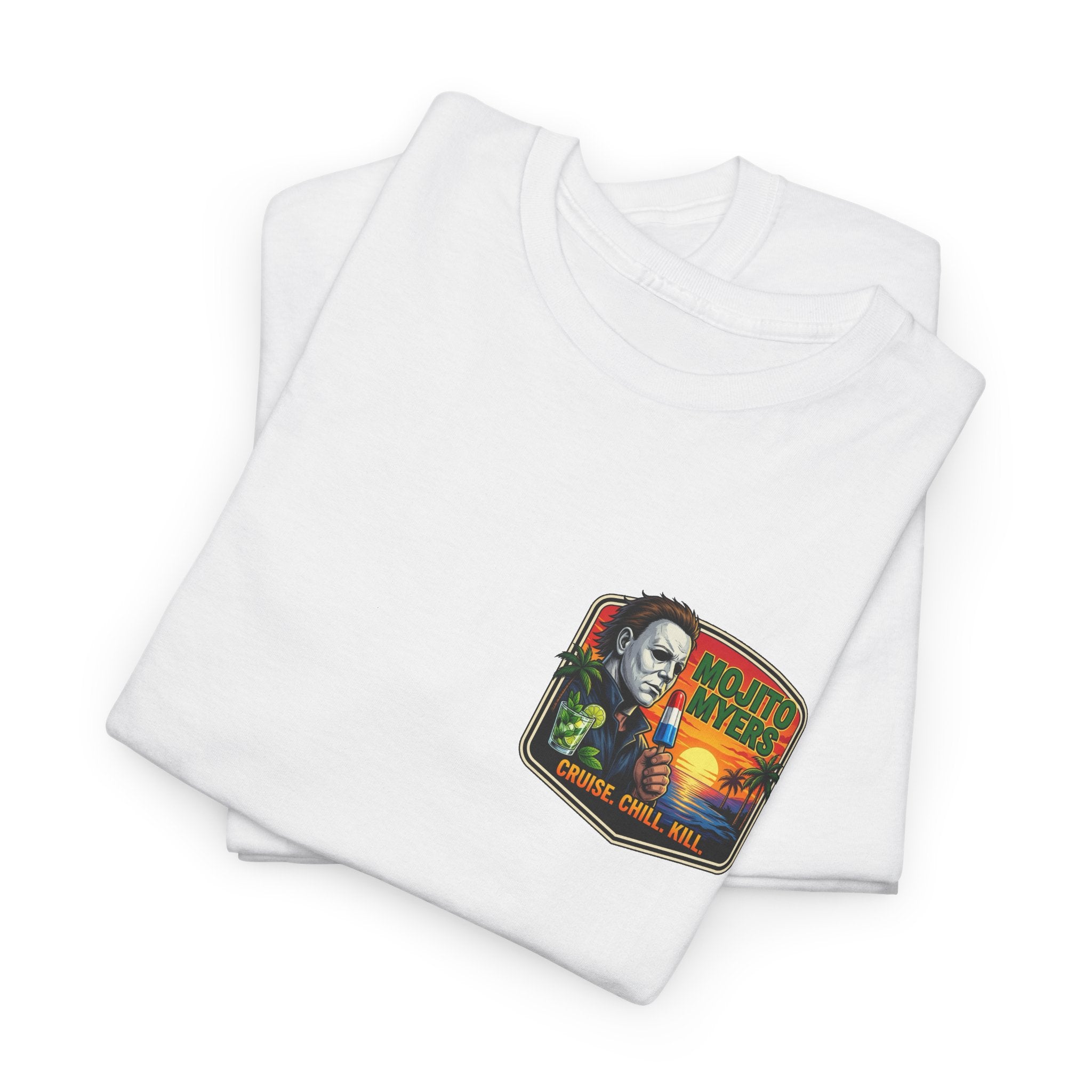 Cruise. Chill. Kill. Graphic Tee — Retro Palm Beach Michael Myers Horror T‑Shirt