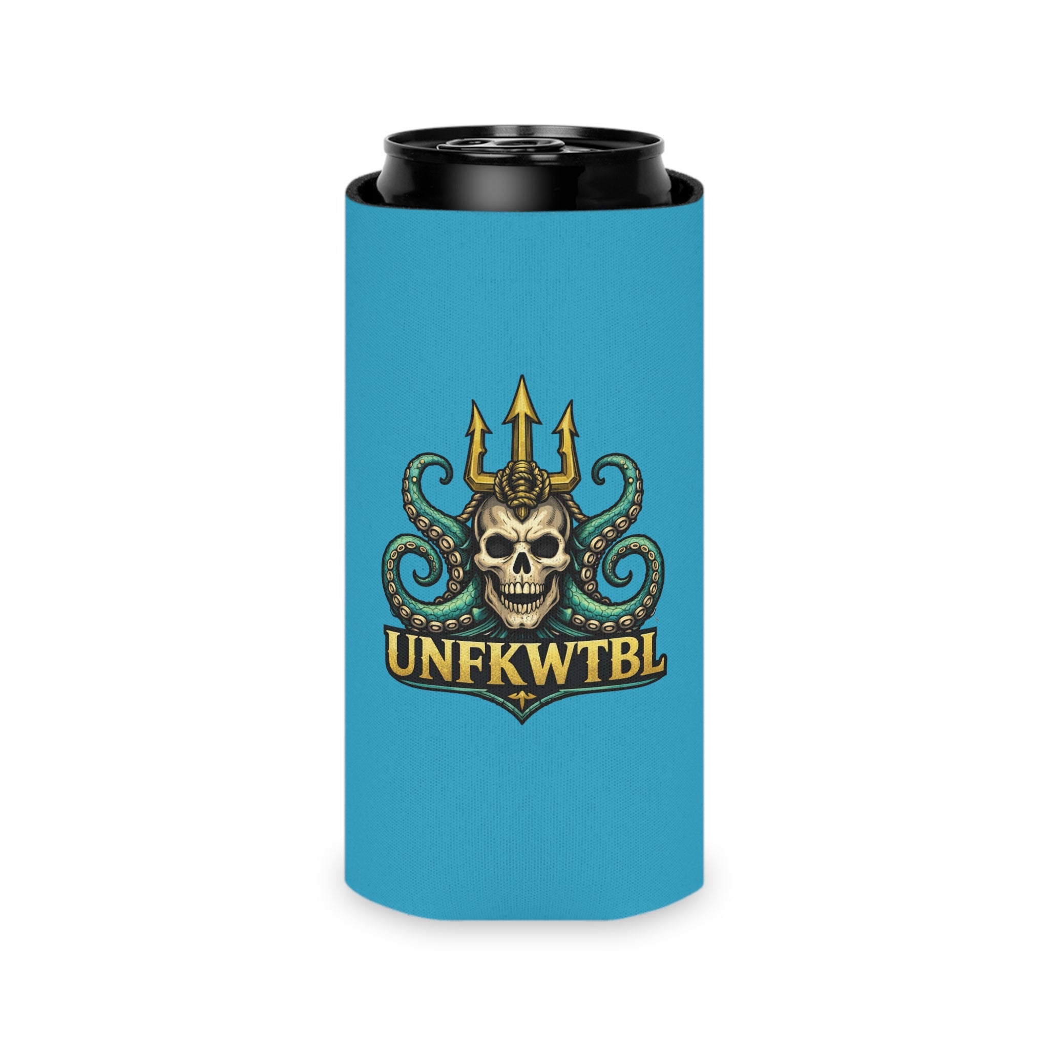 Can Cooler — "Stay Cold, Remain UNFKWTBL" Skull & Trident Beer Koozie