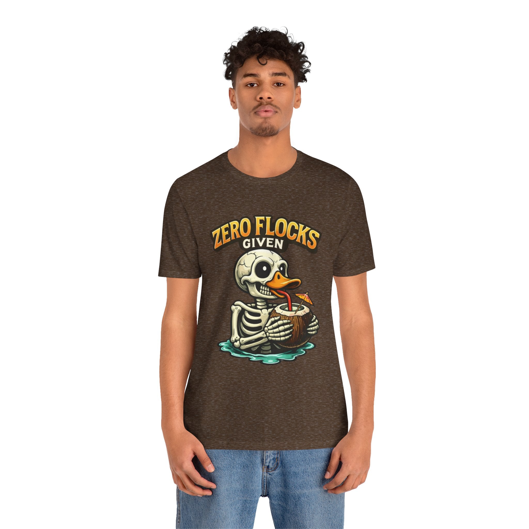 T‑Shirt — "Zero Flocks Given" Skeleton Duck Graphic Tee