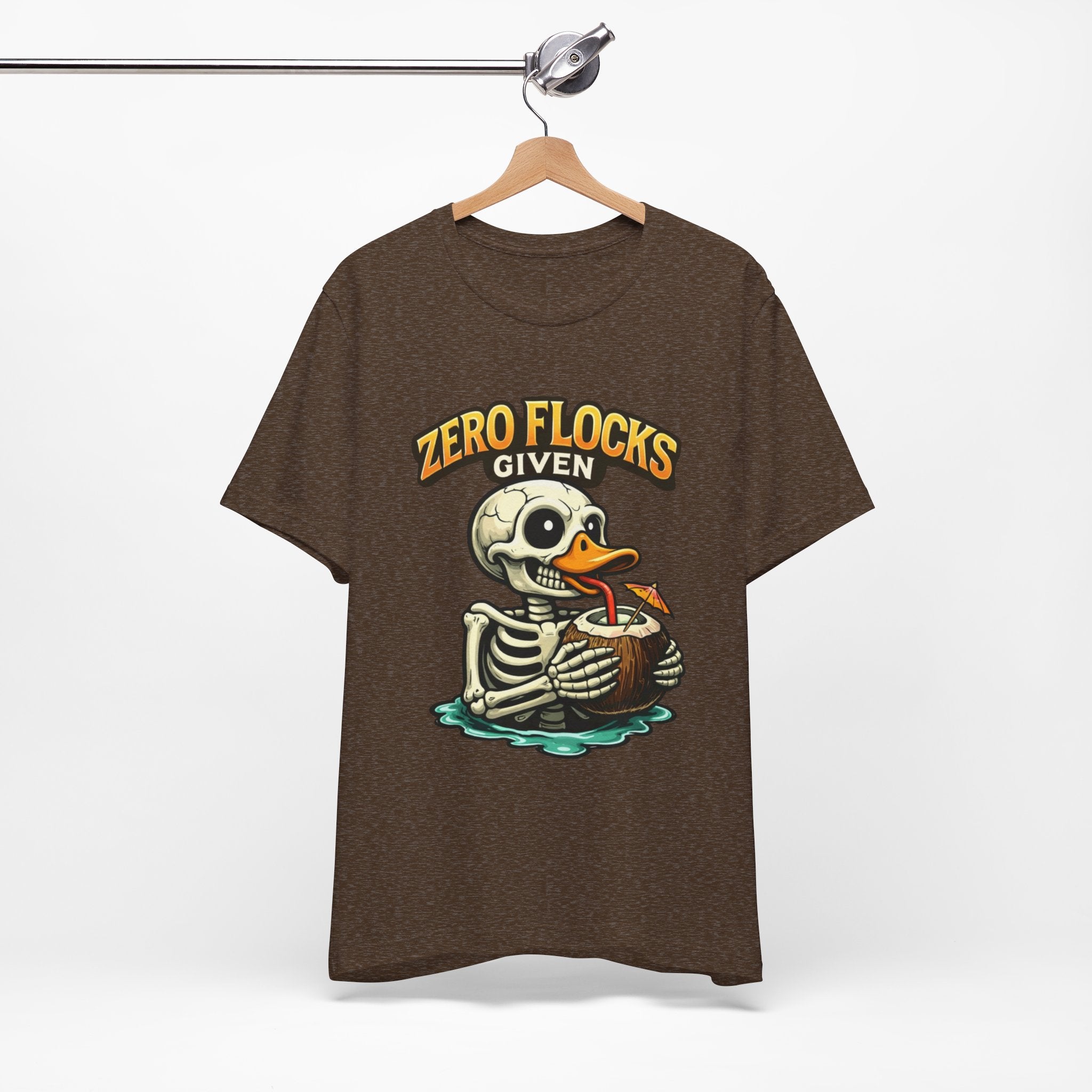 T‑Shirt — "Zero Flocks Given" Skeleton Duck Graphic Tee
