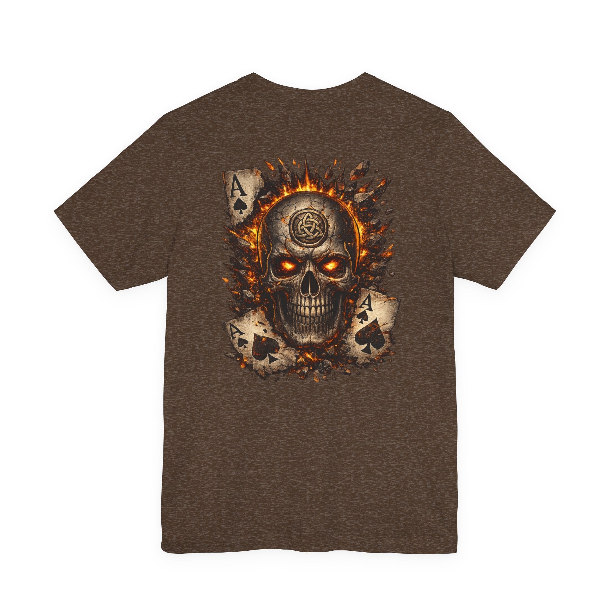 Skull & Flaming Cards Graphic Tee — Poker Skull Short Sleeve T-Shirt