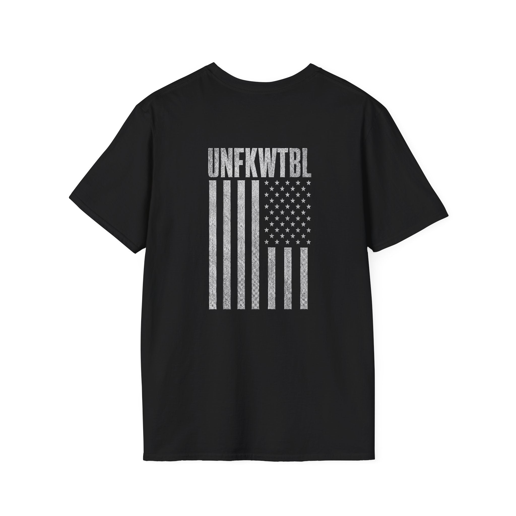 UNFKWTBL T-Shirt — "Respect Few. Fear None." Bold Distressed Graphic Tee With Distressed Black Flag