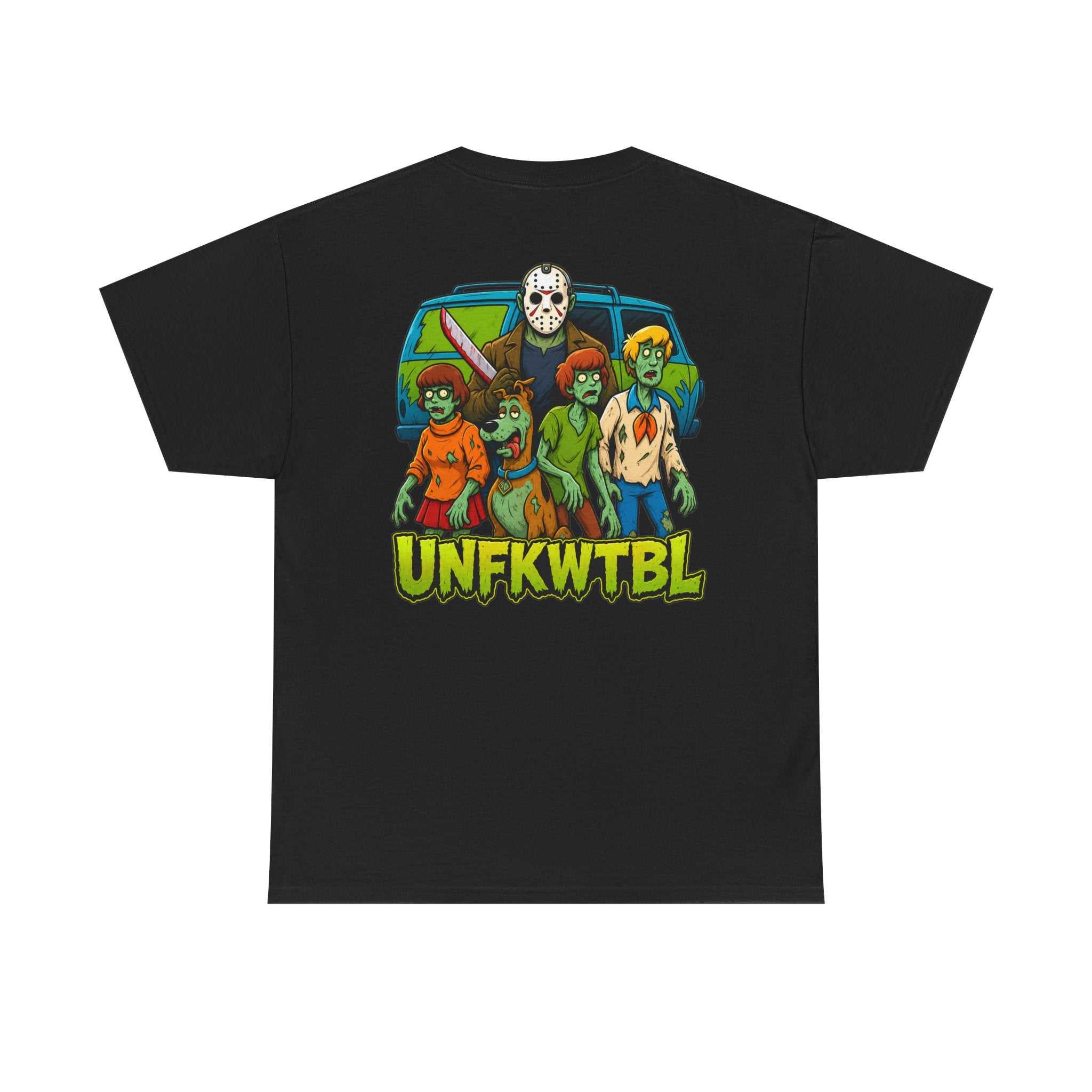 T-Shirt with Jason Voorhees Hanging with Mystery Crew Design
