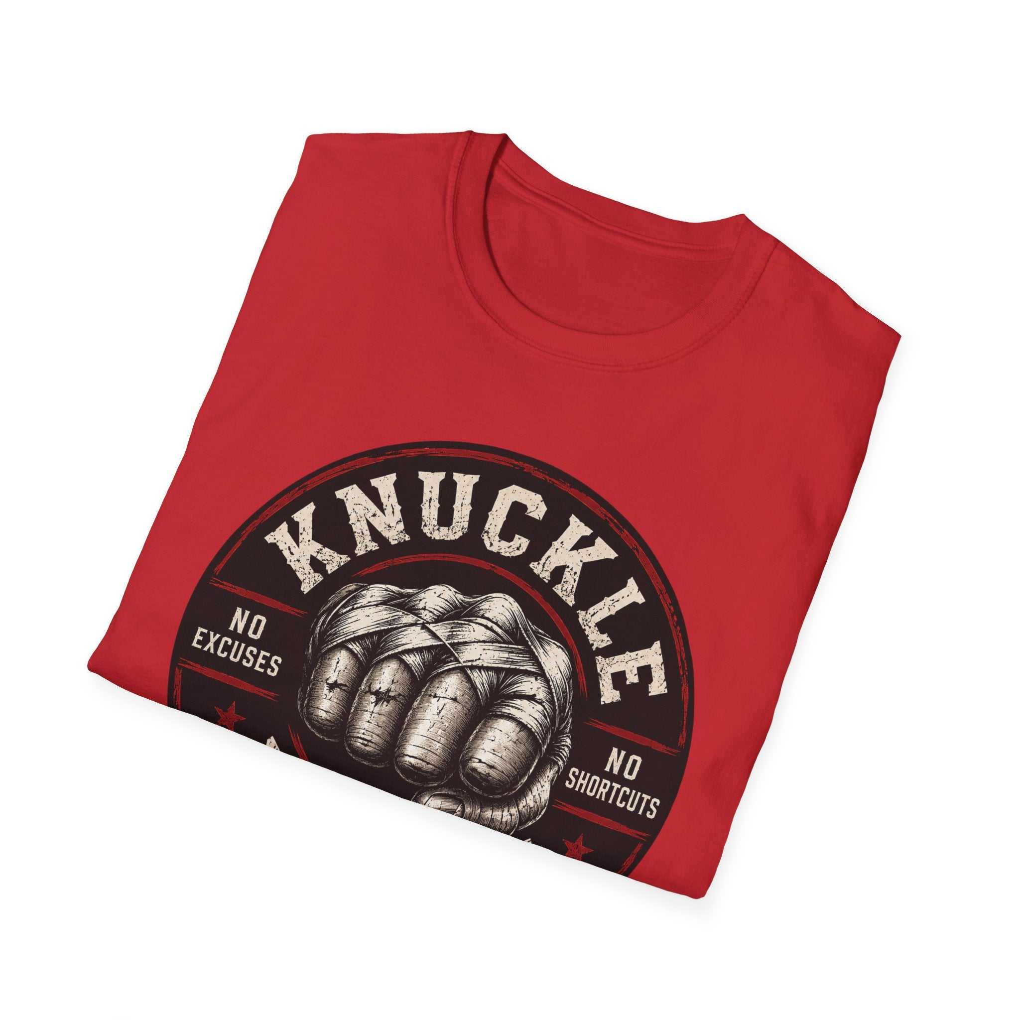 T-Shirt — Knuckle Down Vintage Fist Design (No Excuses, No Shortcuts)