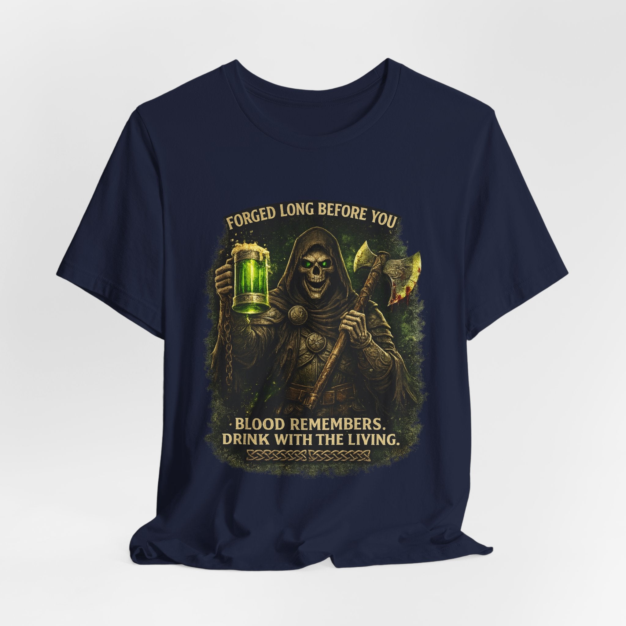 Grim Reaper Beer T-Shirt — "Forged Long Before You / Blood Remembers. Drink With The Living." Graphic Tee