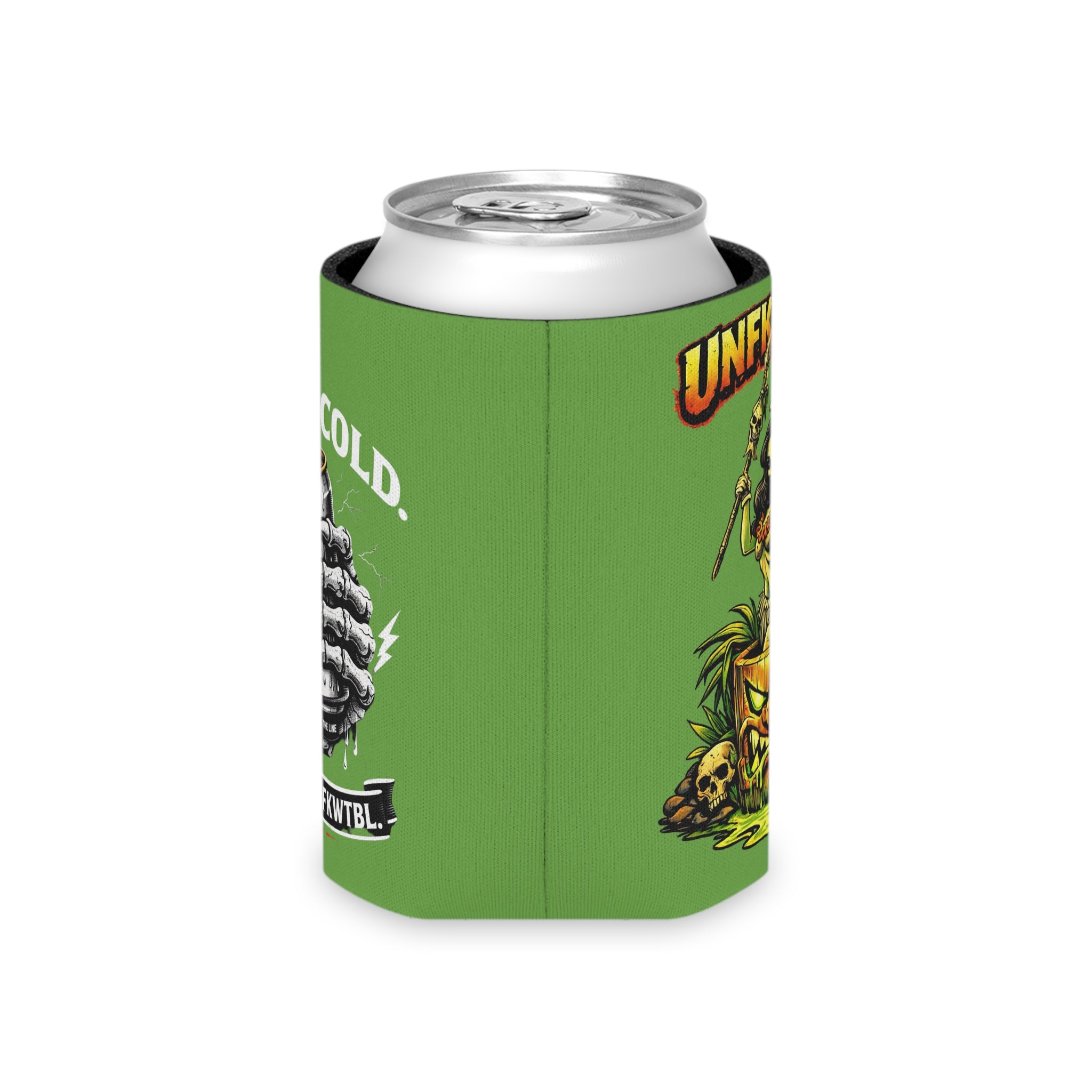 Can Cooler — "Stay Cold. Remain UNFKWTBL" Tropical Skull Beer Koozie