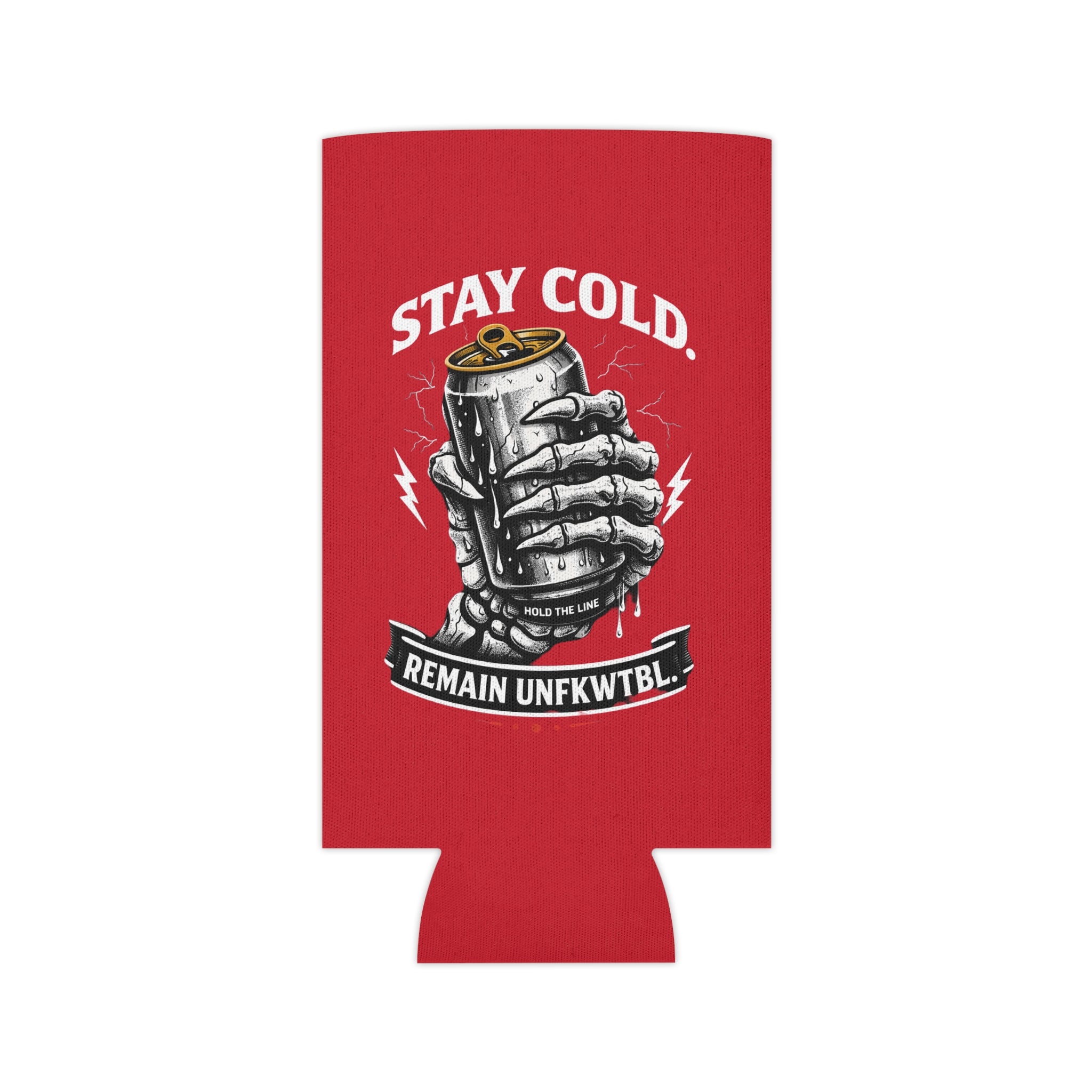 Can Cooler - "Stay Cold" Skeleton Beer Koozie (Slow Burn Survivor Vintage Skull Design)