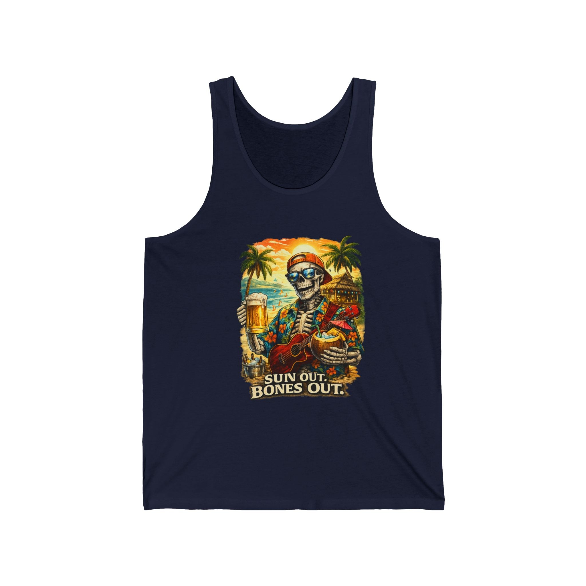 Sun Out Bones Out Tank Top — Skeleton Beach Party Summer Tank