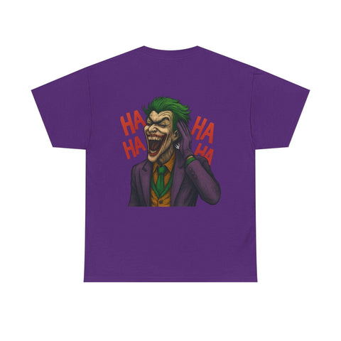 UNFKWTBL JOKER purple t-shirt with colorful Joker graphic and laughing text design