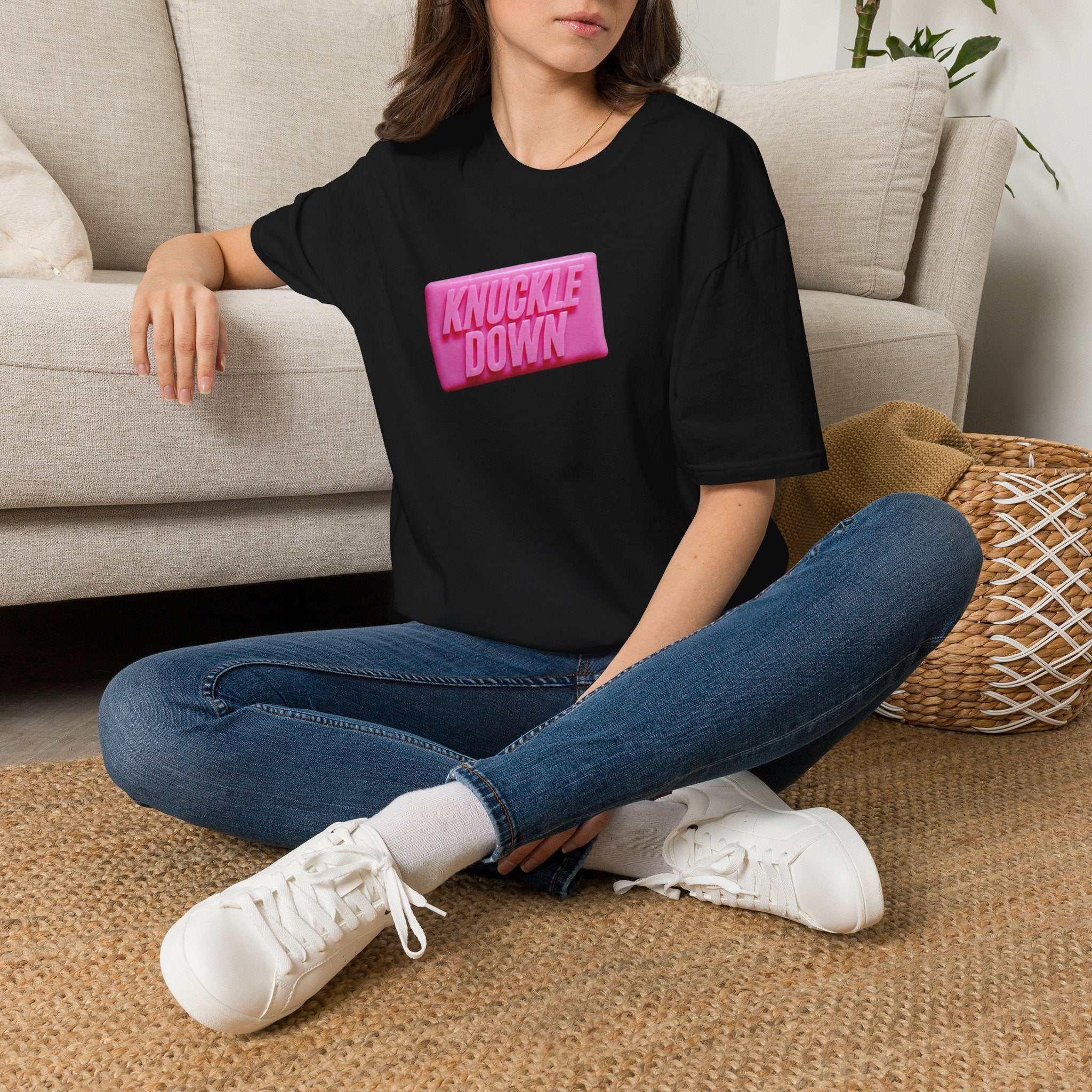 Knuckle Down T-Shirt — Bold Pink Retro Graphic Tee