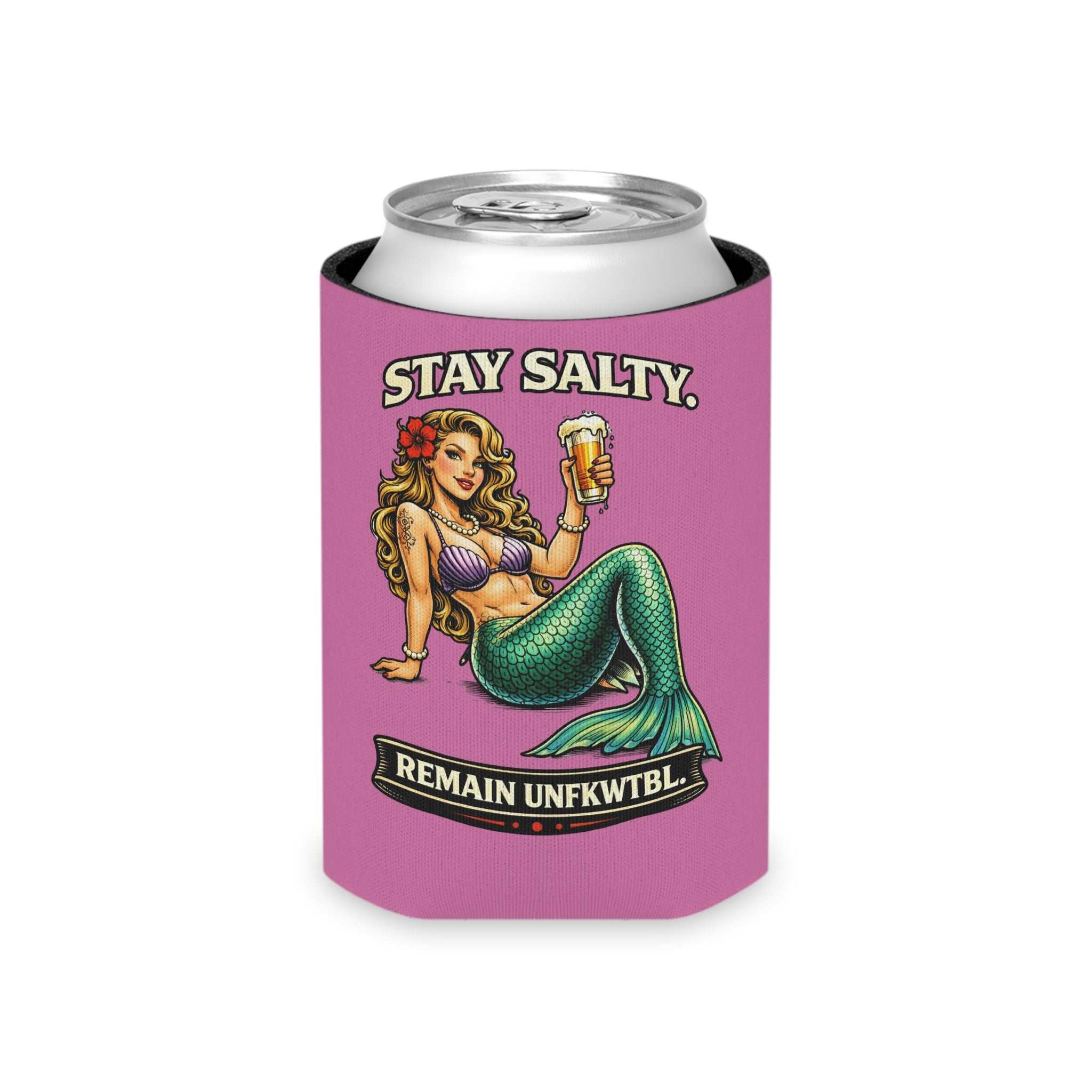 Can Cooler — "Stay Salty / Stay Cold" Mermaids & Skeleton Beer Koozie