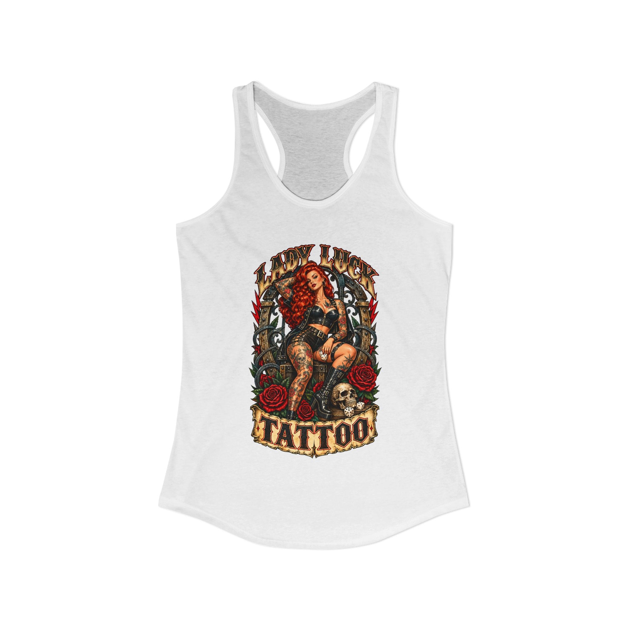 Lady Luck Tattoo Rebel Pinup Women’s Racerback Tank