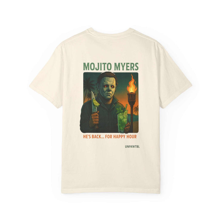 Unisex tee with killer cocktails design featuring Mojito Myers for Halloween and cocktail lovers