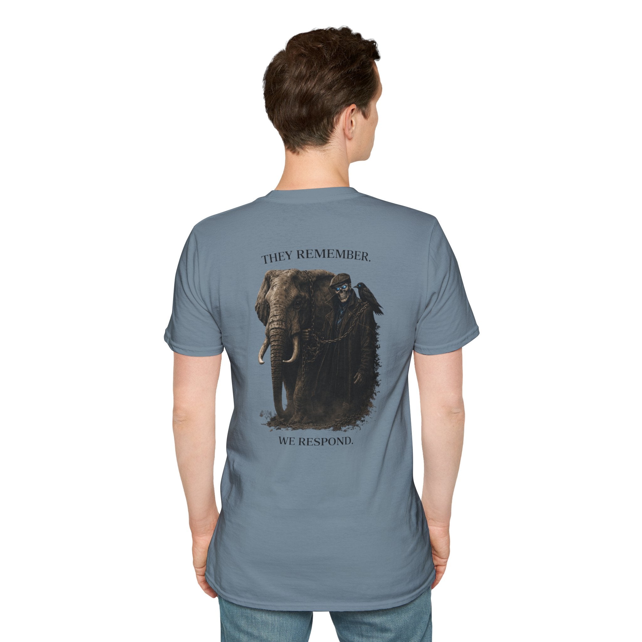 They Remember We Respond T‑Shirt — Military Memorial Elephant Graphic
