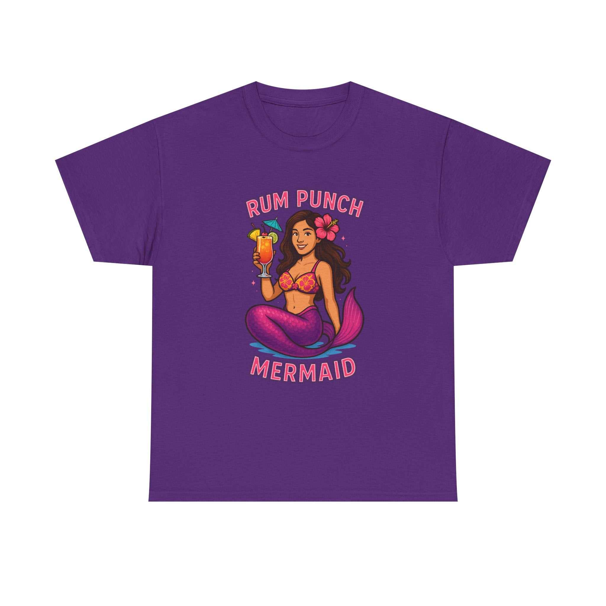 T-shirt featuring Rum Punch Mermaid Jana design, classic fit, beach vibe, made of US cotton