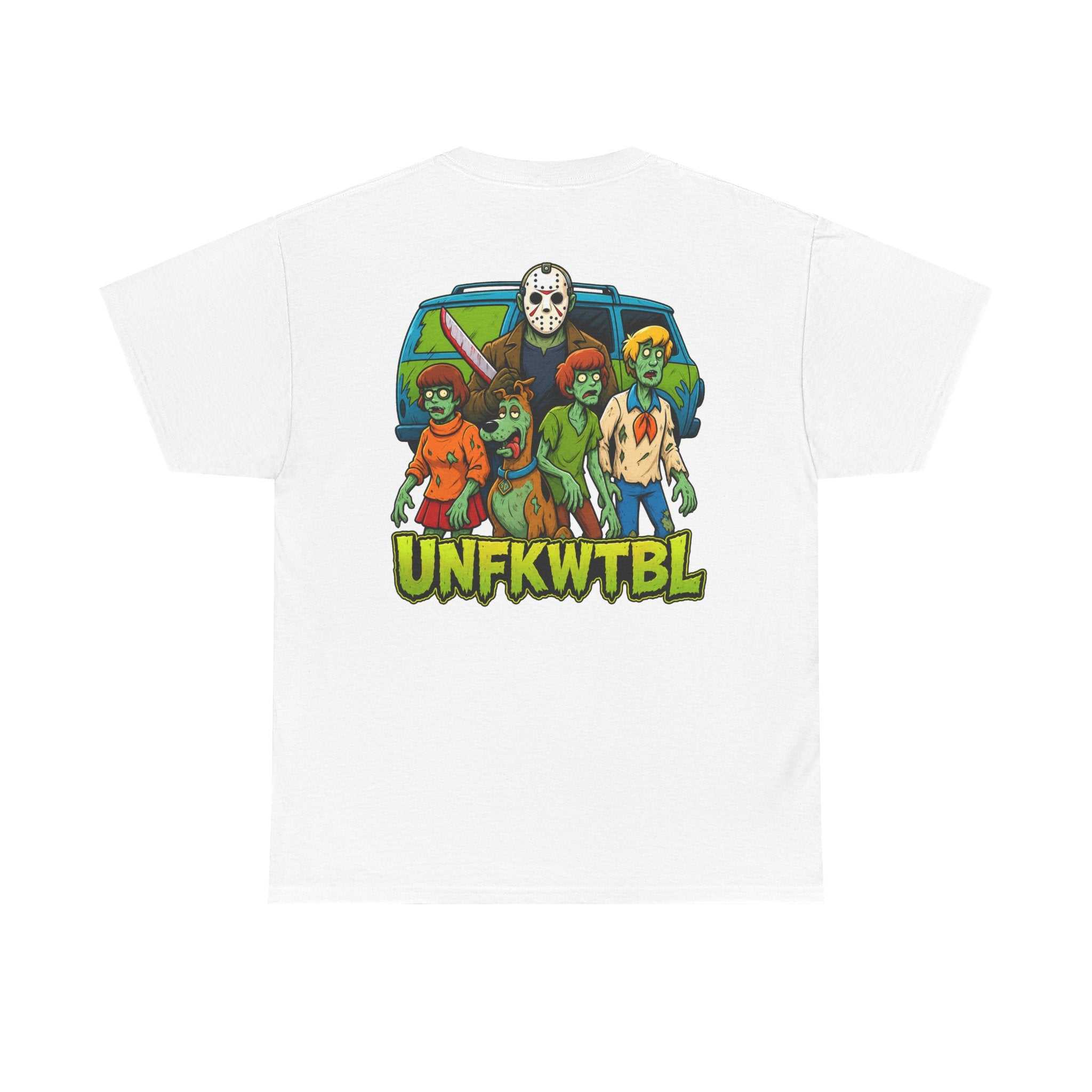 T-Shirt with Jason Voorhees Hanging with Mystery Crew Design