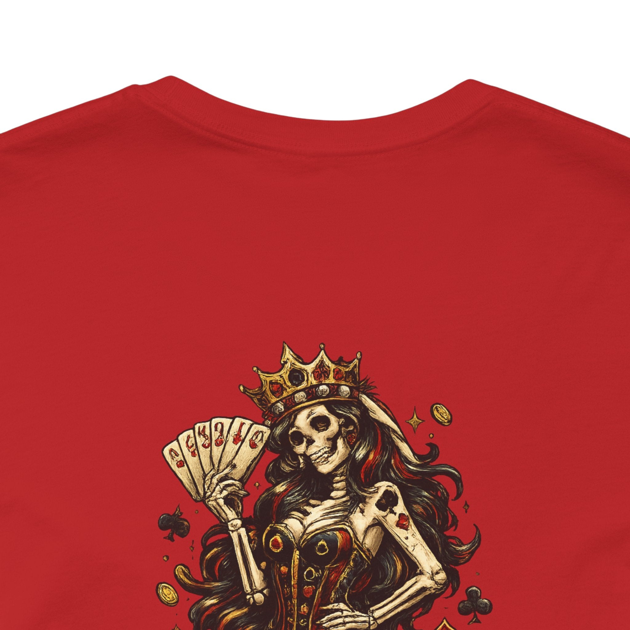 Queen of the House Poker T‑Shirt — Day of the Dead Card Skull Tee