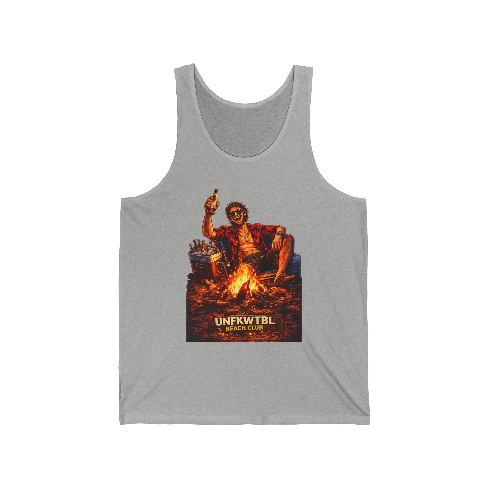 Campfire Vibes Tank Top — "UNFKWTBL" Retro Campfire Graphic