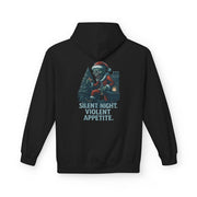 Festive Unisex Fleece Hoodie - "Silent Night, Violent Appetite"