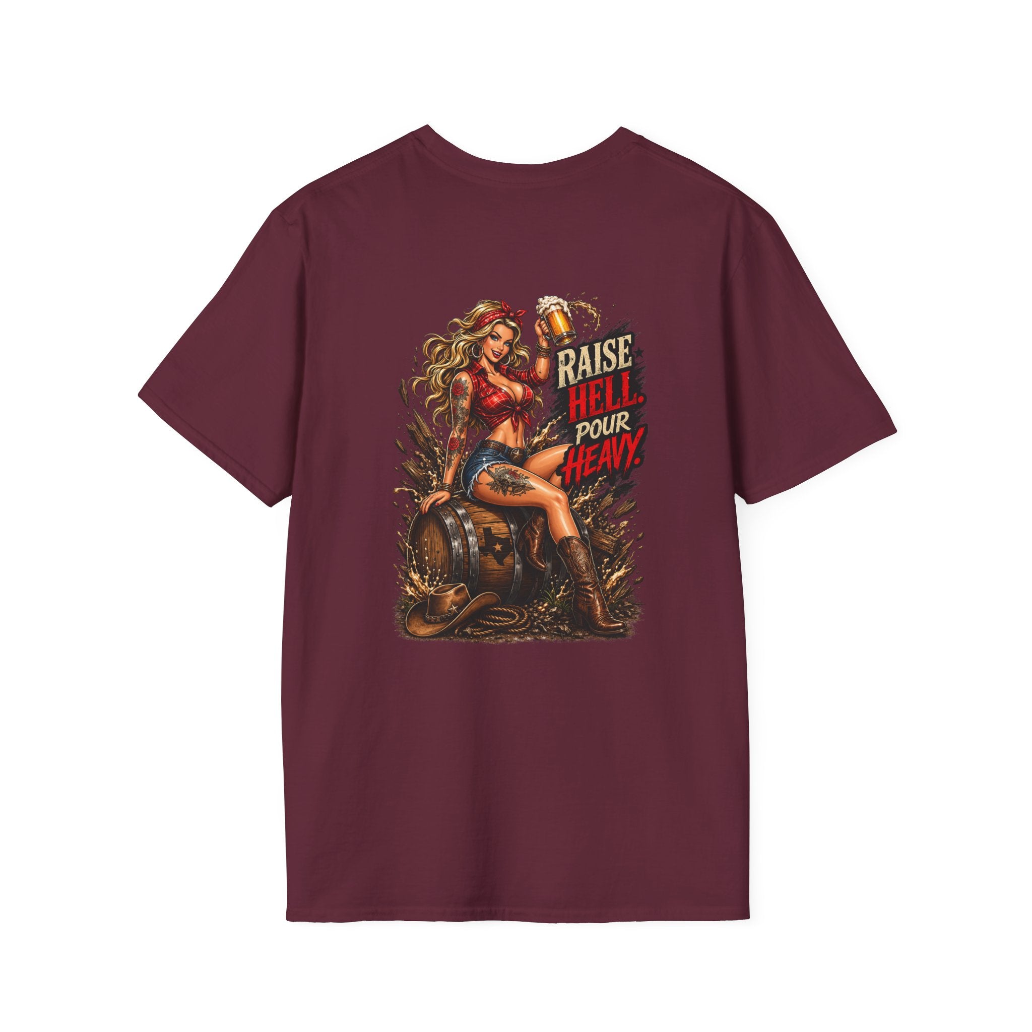 Raise Hell Pour Heavy T-Shirt — Vintage Pinup Barrel Racing Shirt