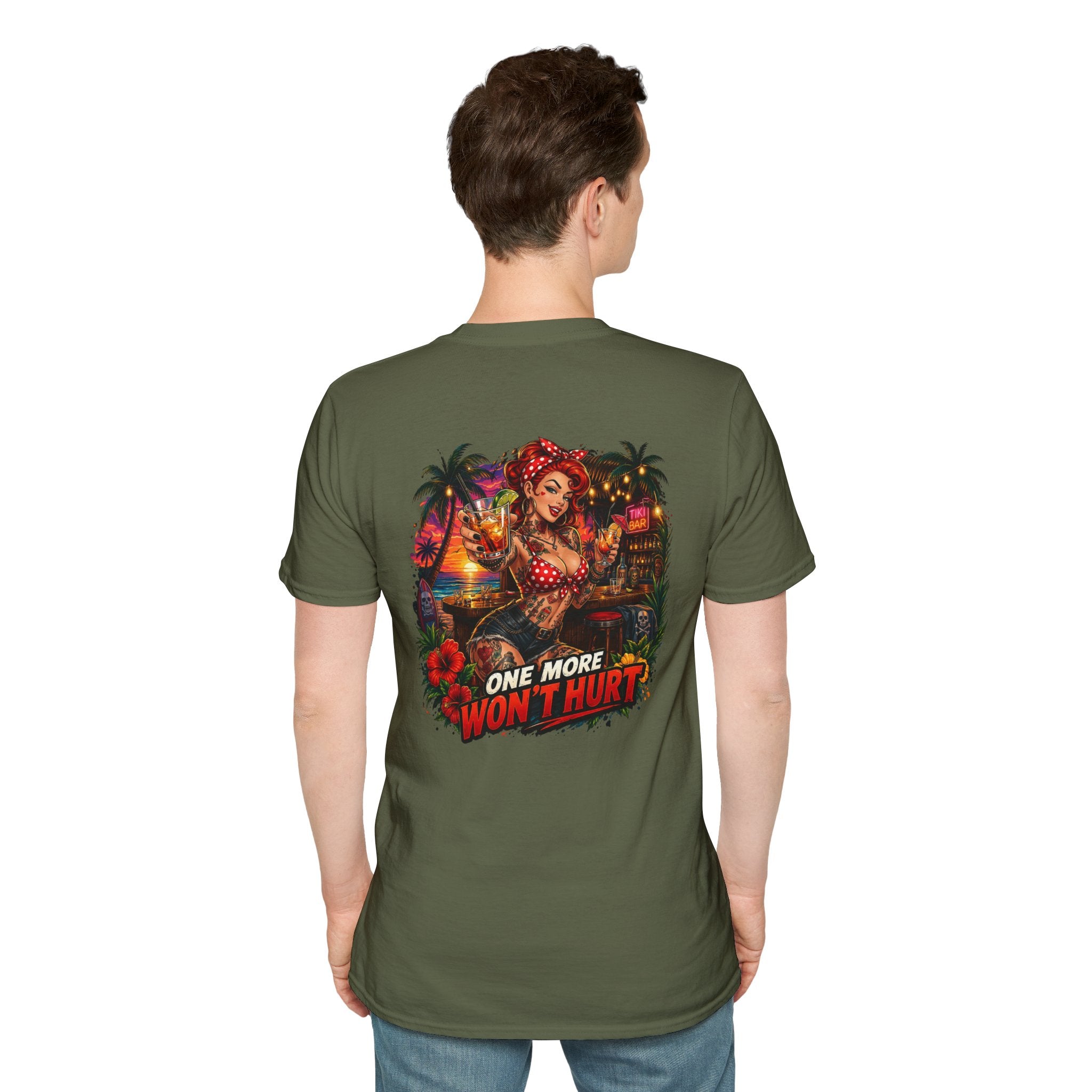 T-Shirt — Retro Pinup Beach Graphic “One More Won’t Hurt”