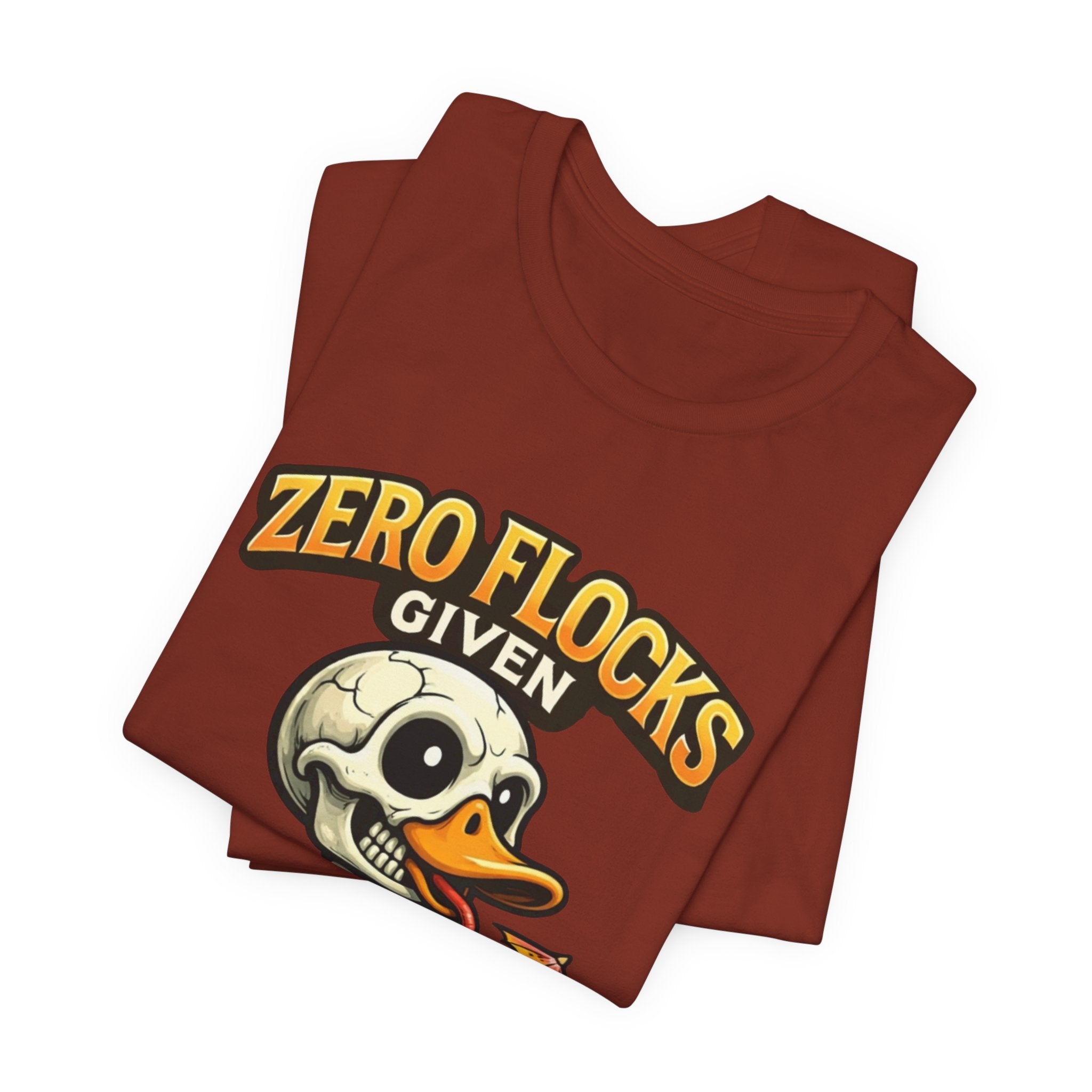 T‑Shirt — "Zero Flocks Given" Skeleton Duck Graphic Tee