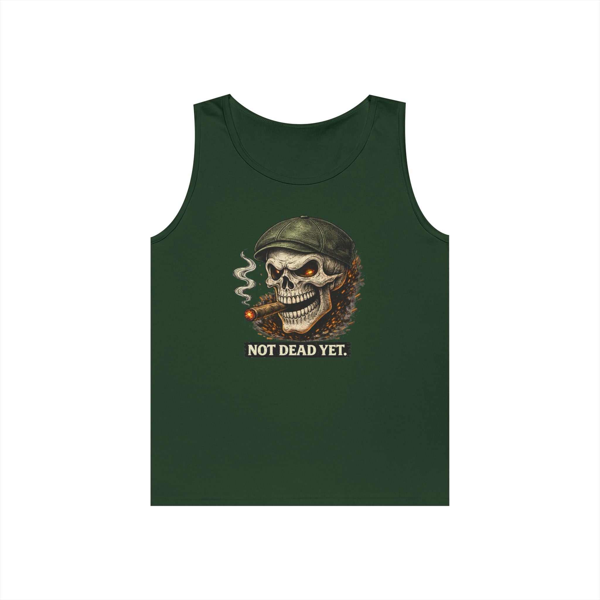 Tank Top — 'Not Dead Yet' Smoking Skull Graphic