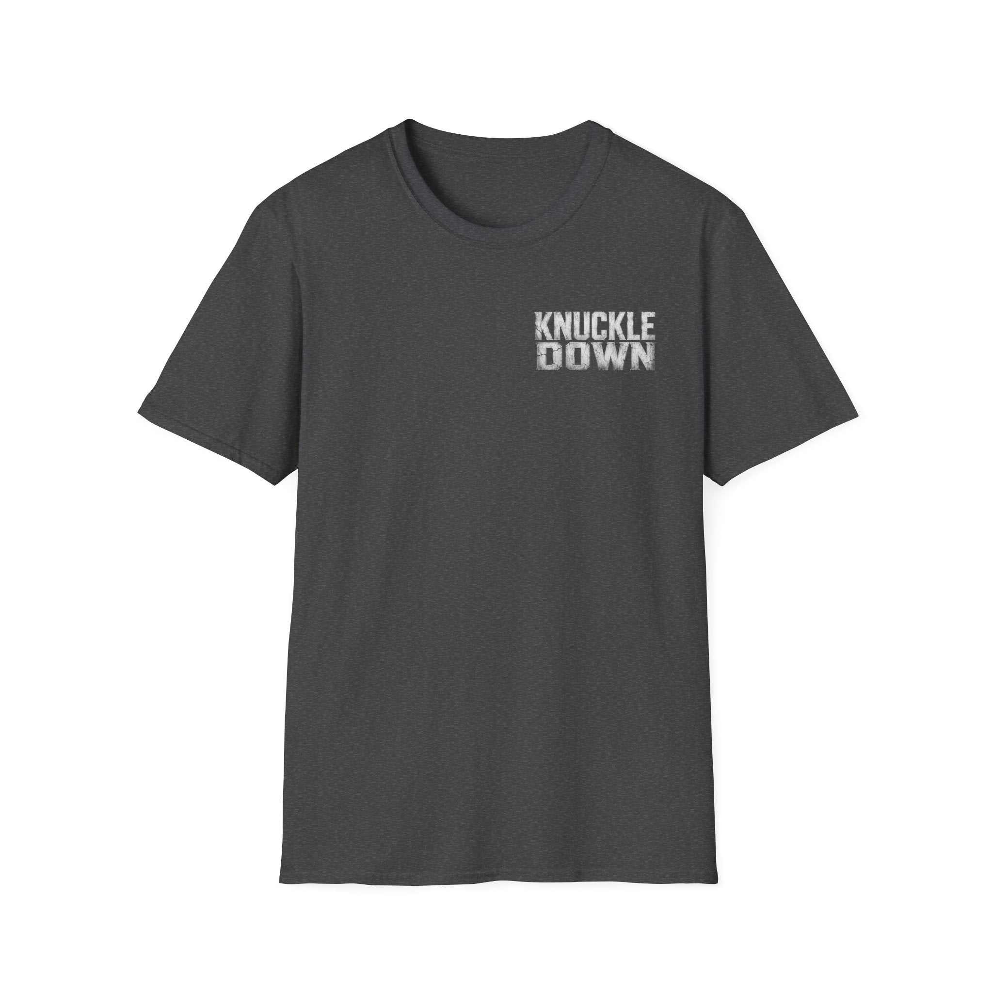Knuckle Down Tee — Retro Block Letter Graphic T-Shirt
