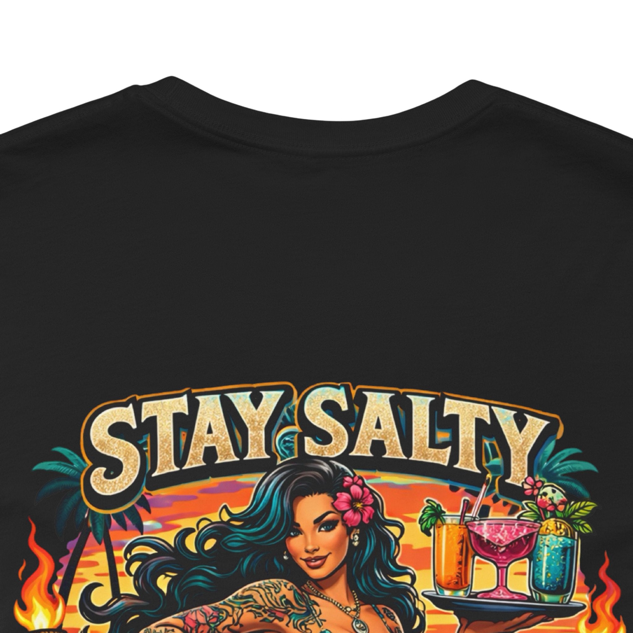 Stay Salty Tiki Club Tee — Vintage Hawaiian Pin-Up Surf Shirt