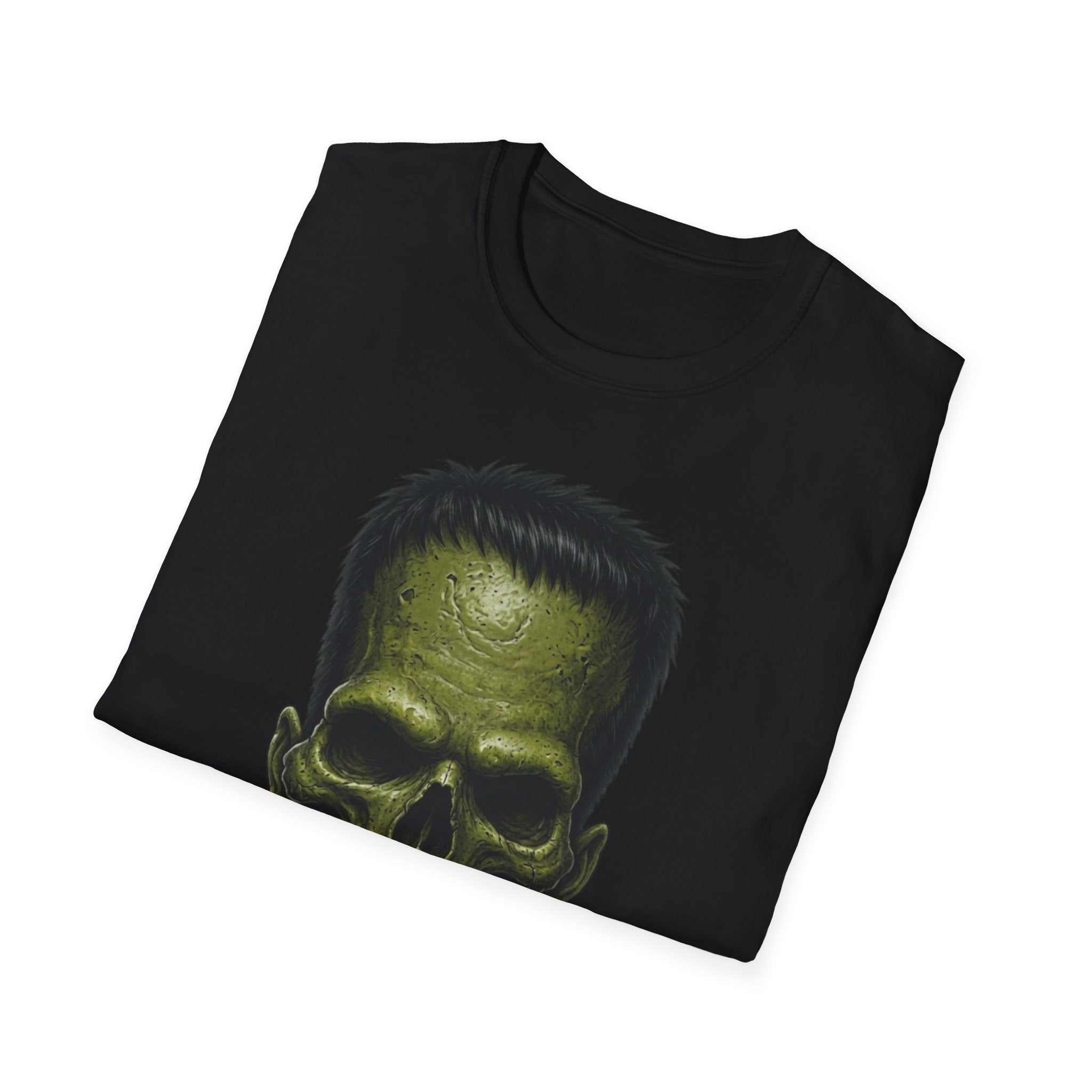 Frankenstein Skull T-Shirt — Green Horror Graphic Tee with 'UNFKWTBL'