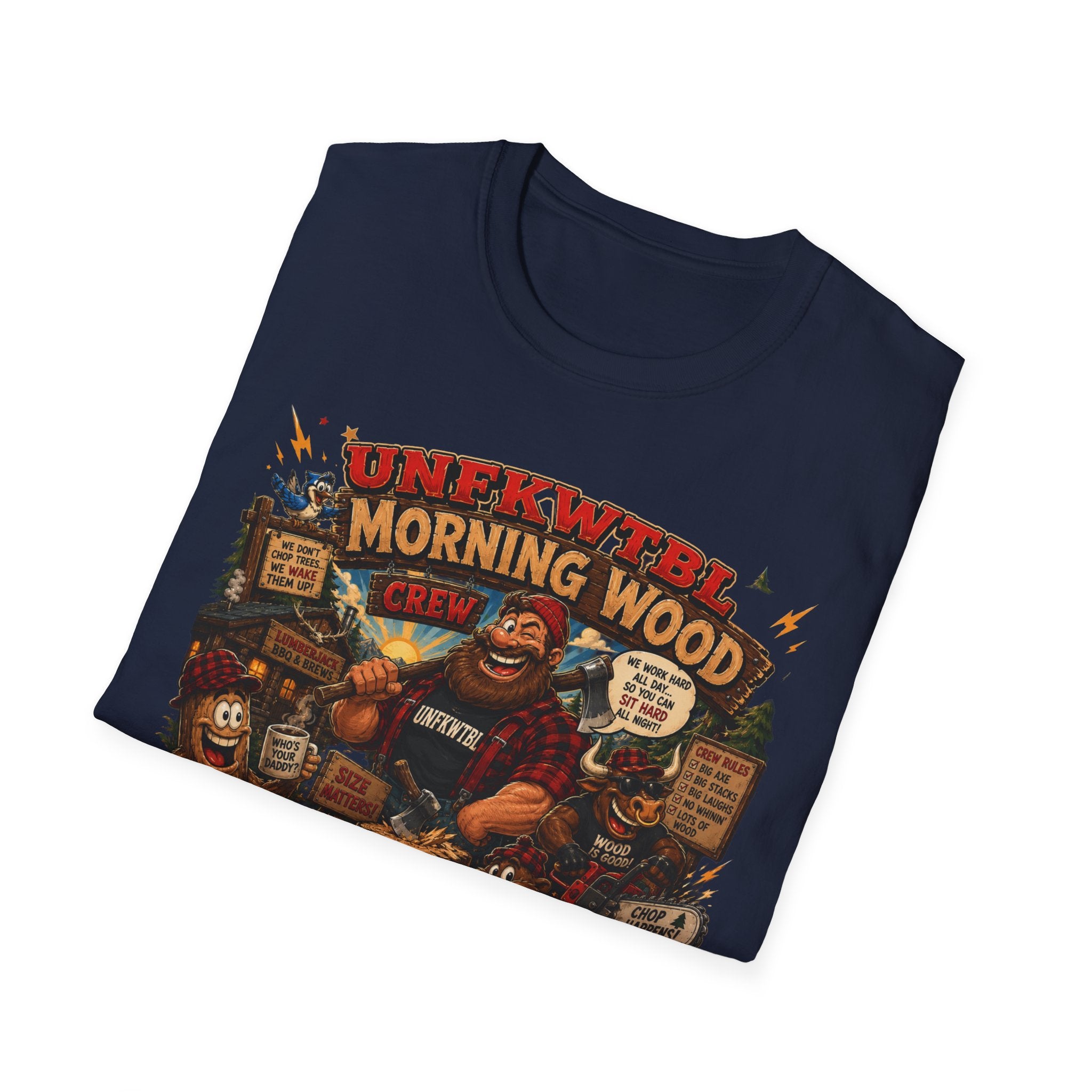 Morning Wood Crew T-Shirt — Funny Lumberjack Graphic Tee
