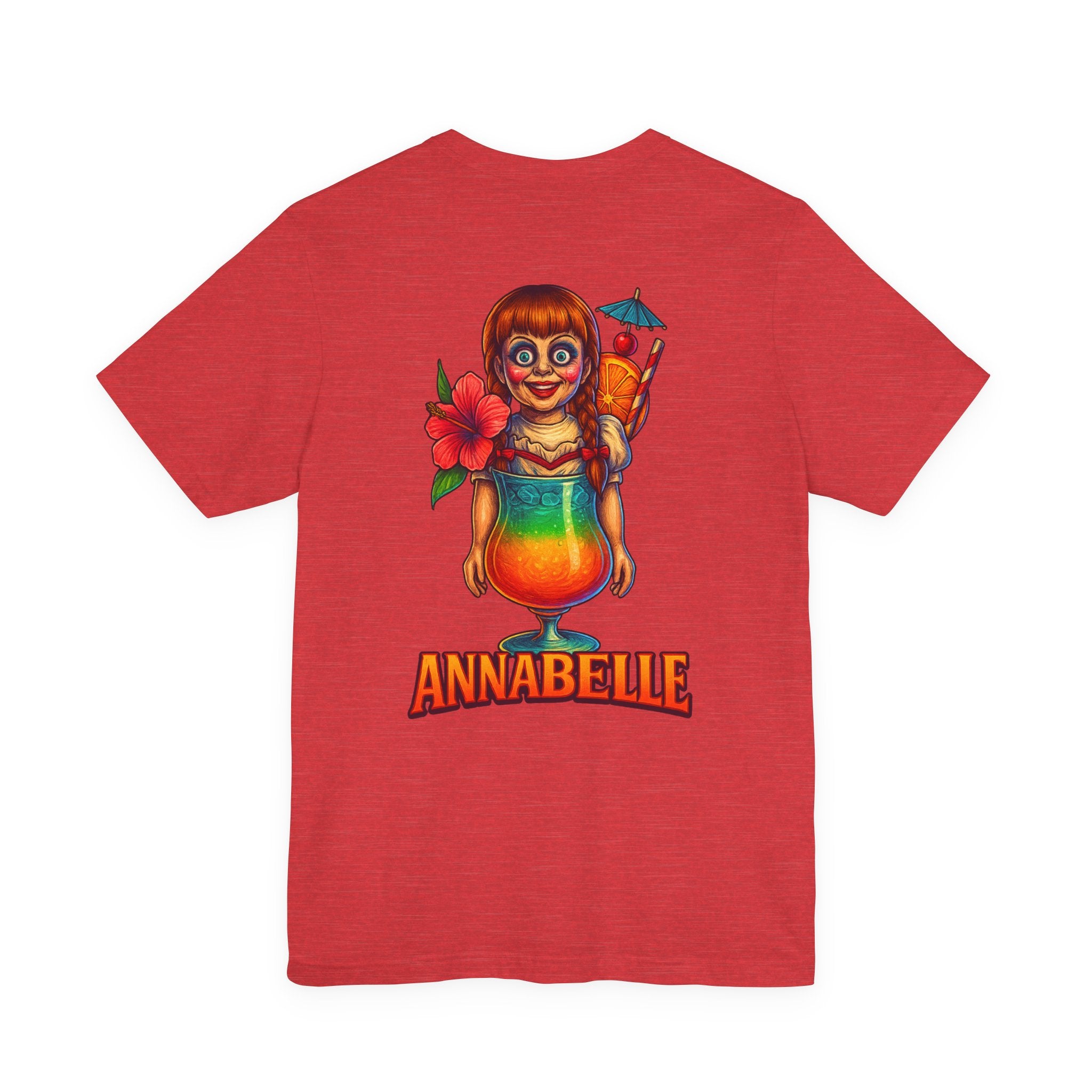 Annabelle Tropical Doll Graphic Tee - Retro Cocktail Girl T-Shirt