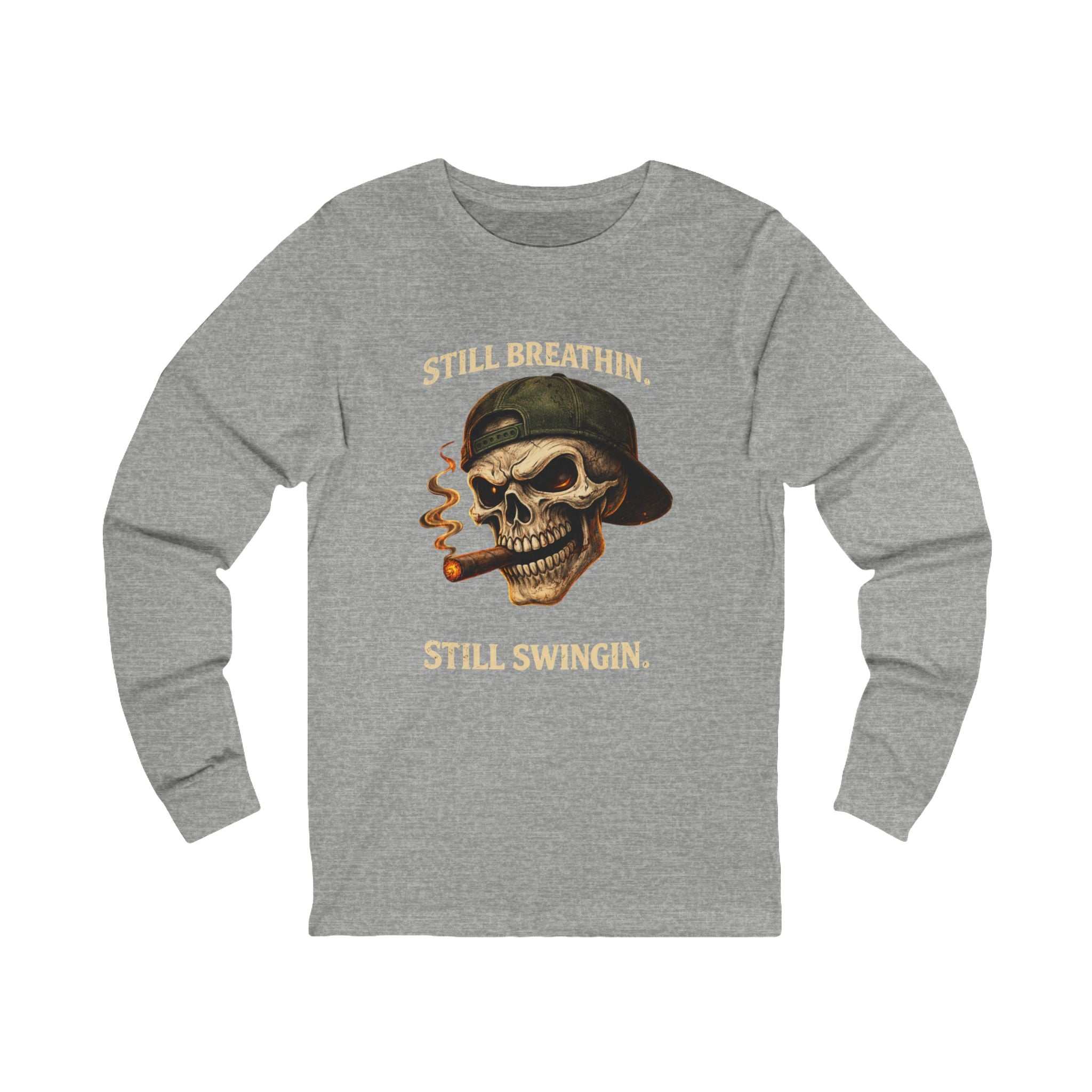 Still Breathin' Still Swingin' Long Sleeve Tee — Skull Soldier Graphic