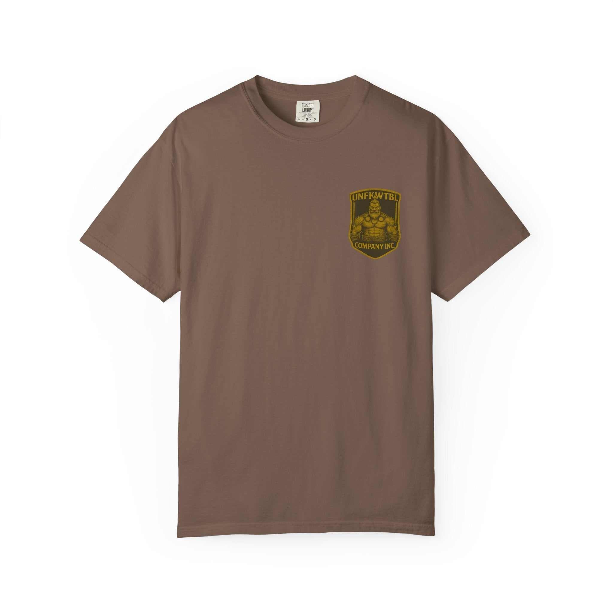 Odin All Father unisex brown t-shirt with Norse mythology graphic, soft garment-dyed fabric, and relaxed fit.