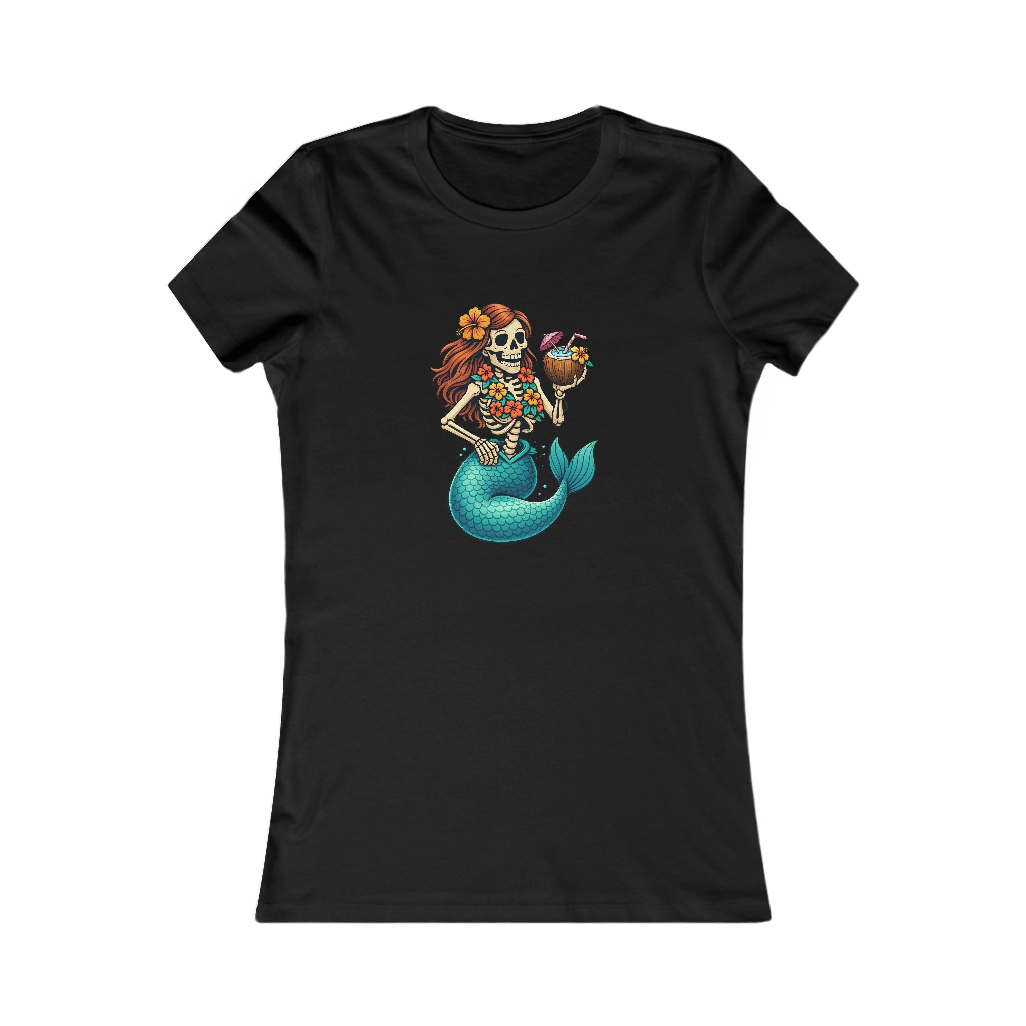 Mermaid Skeleton Graphic Tee — Day of the Dead Mermaid Shirt