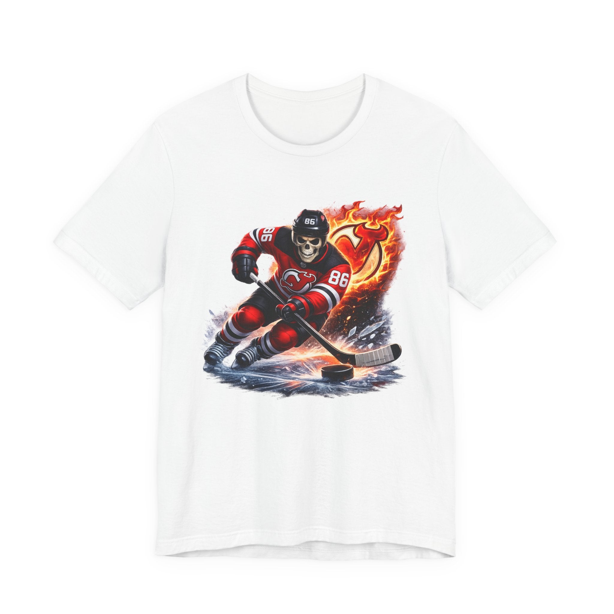 Flaming Hockey Player Graphic Tee